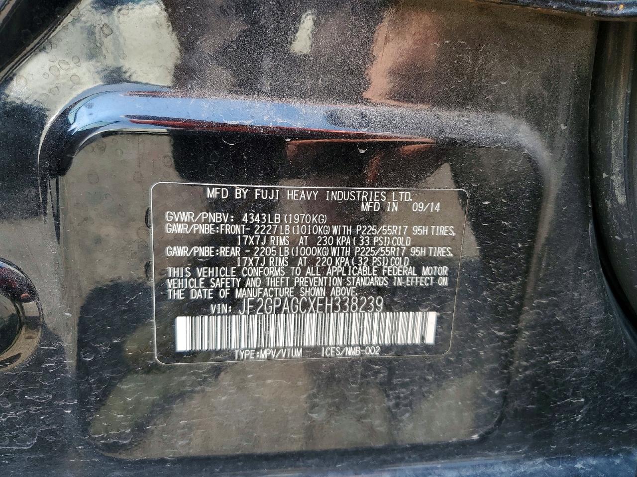 2014 Subaru Xv Crosstrek 2.0 Limited Black vin: JF2GPAGCXEH338239