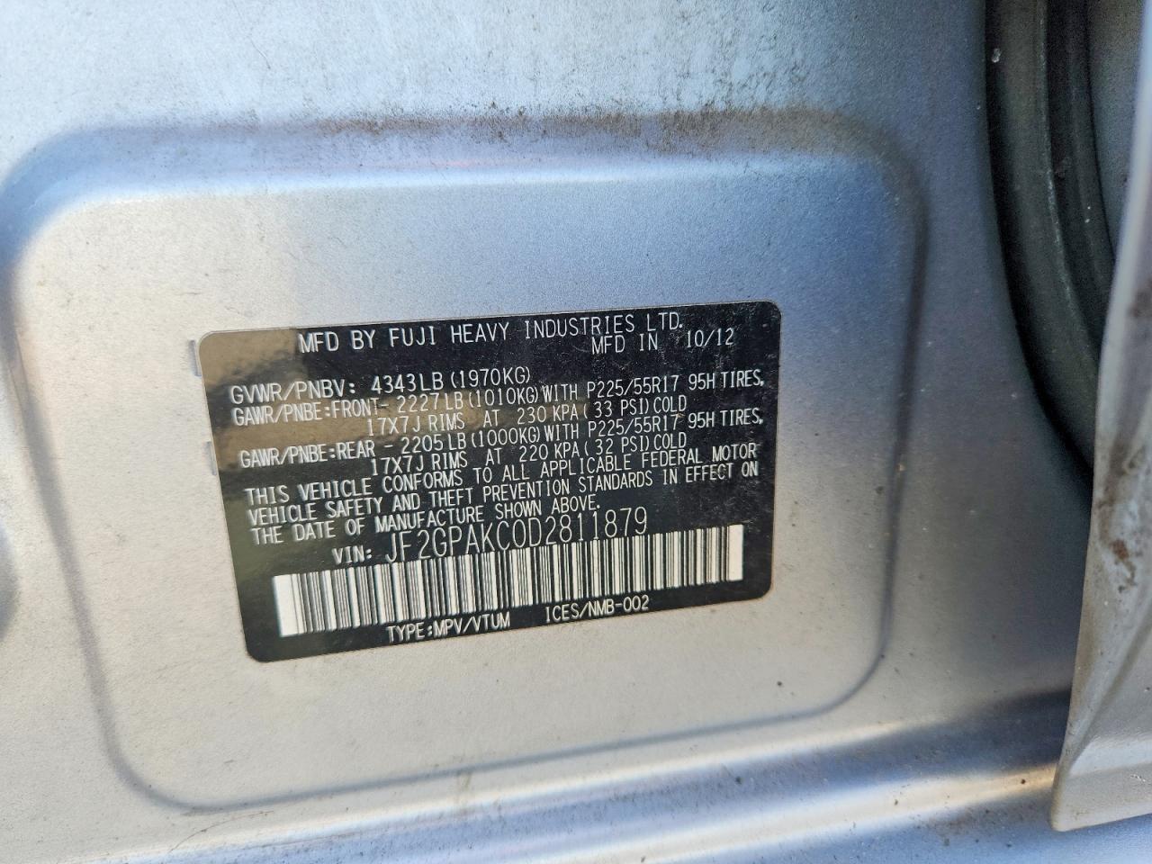 2013 Subaru Xv Crosstrek 2.0 Limited Silver vin: JF2GPAKC0D2811879