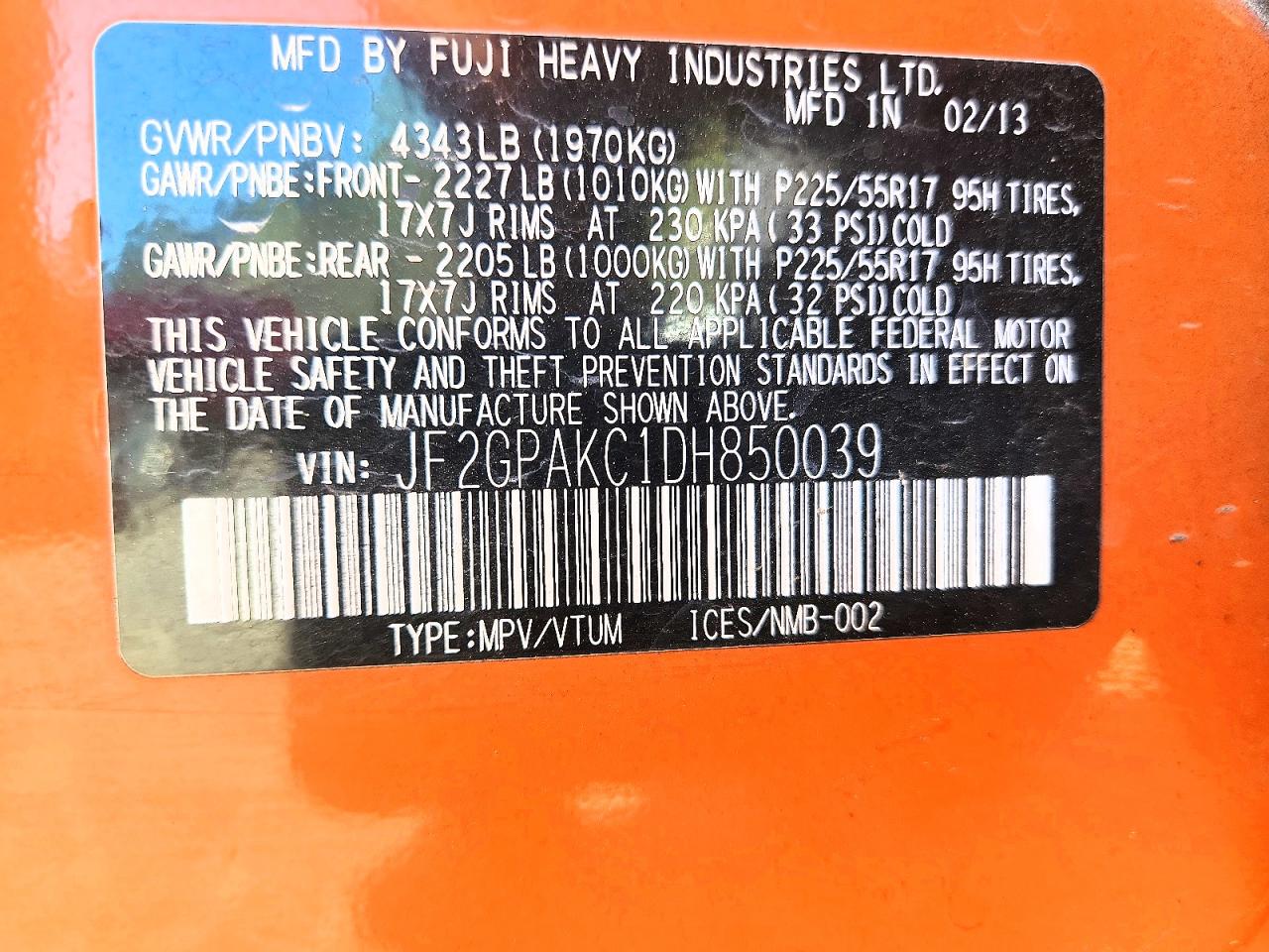 2013 Subaru Xv Crosstrek 2.0 Limited Оранжевый vin: JF2GPAKC1DH850039
