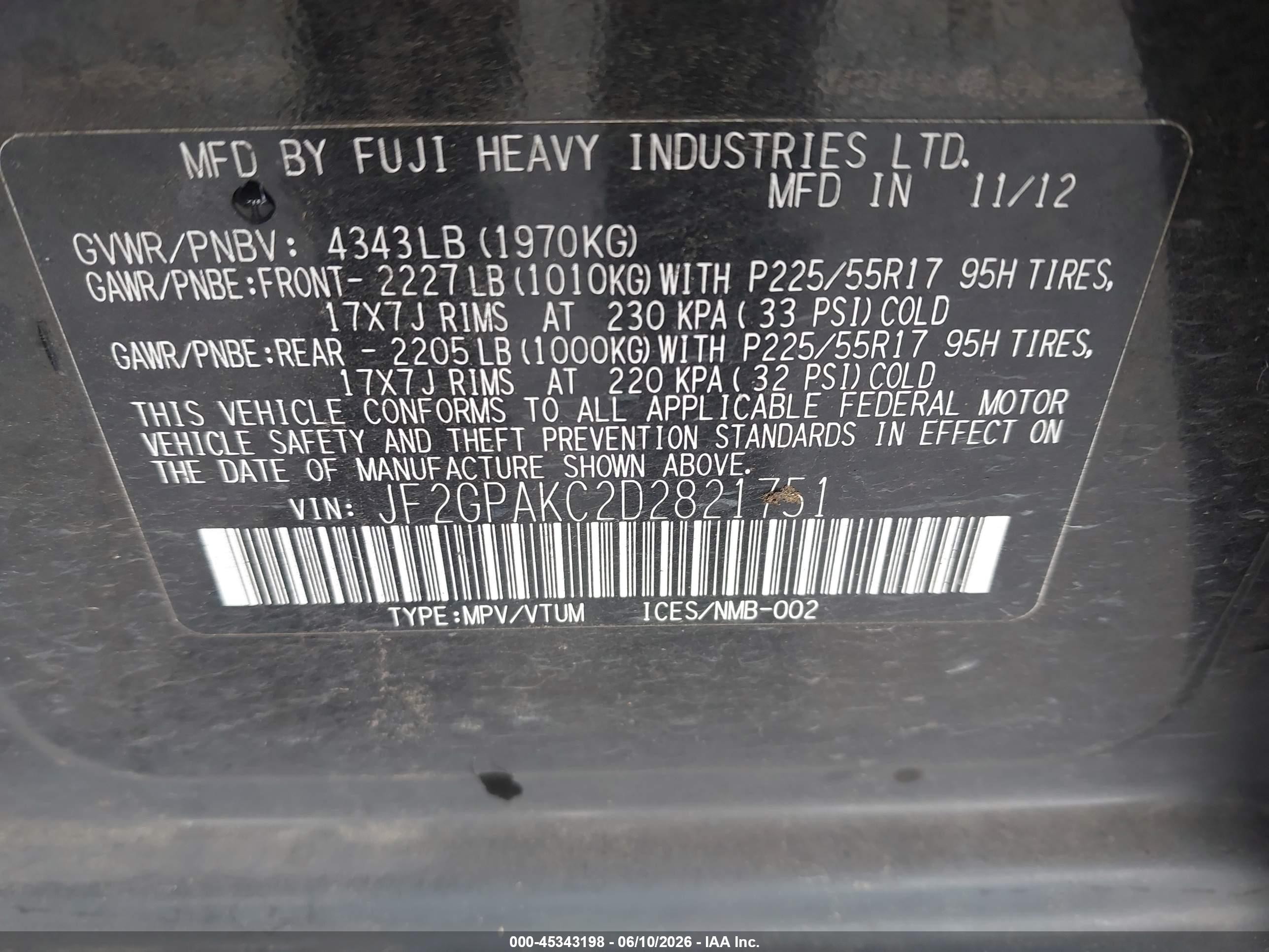 2013 Subaru Xv Crosstrek 2.0i Limited Black vin: JF2GPAKC2D2821751