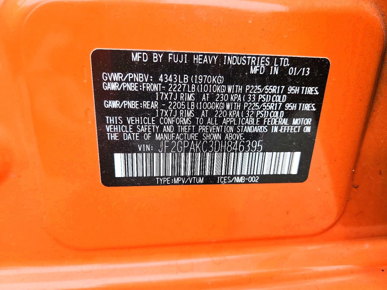 2013 Subaru Xv Crosstrek 2.0 Limited Orange vin: JF2GPAKC3DH846395