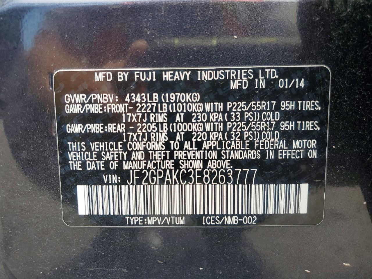 2014 Subaru Xv Crosstrek 2.0 Limited Charcoal vin: JF2GPAKC3E8263777