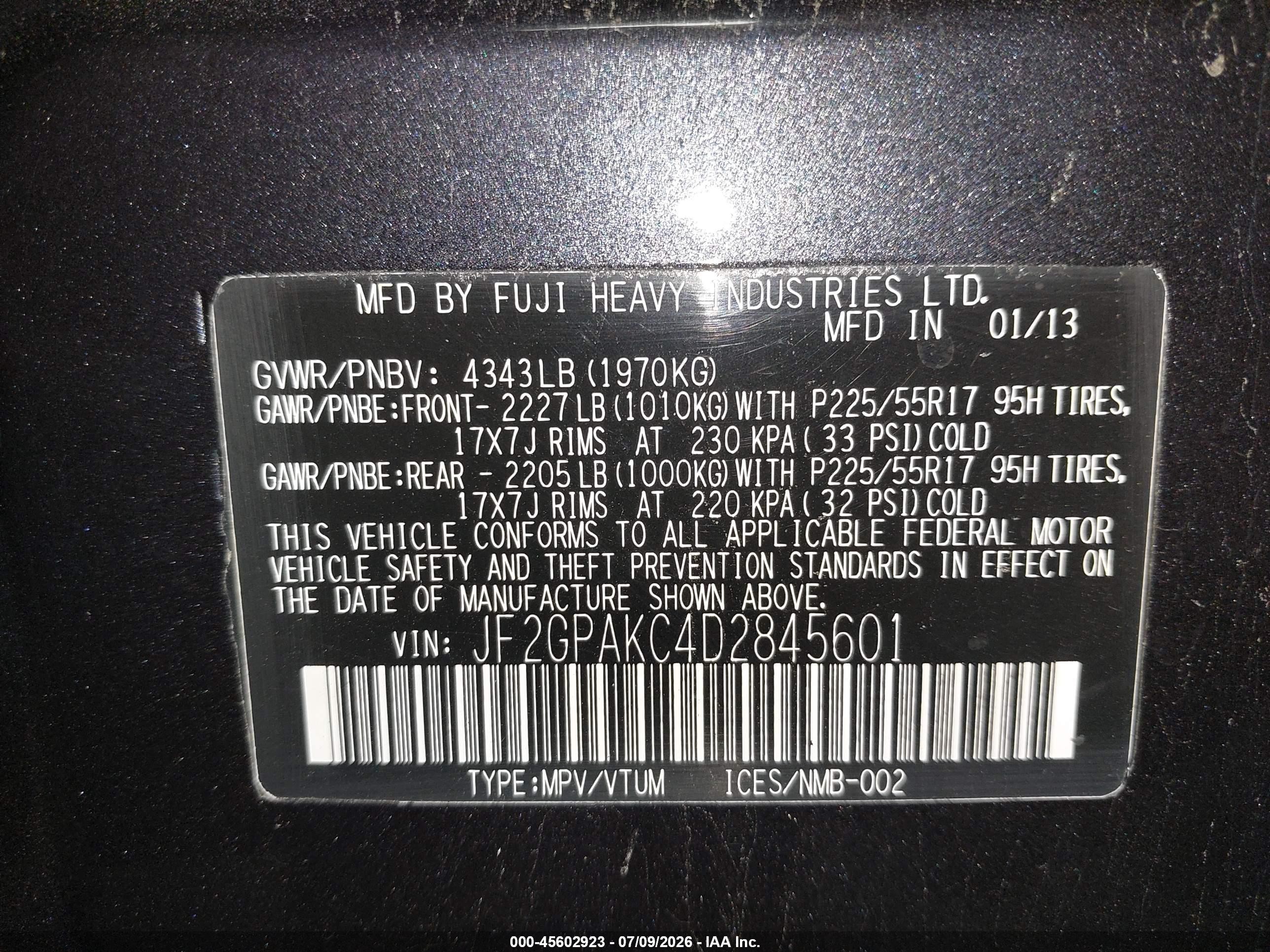 2013 Subaru Xv Crosstrek 2.0i Limited Gray vin: JF2GPAKC4D2845601