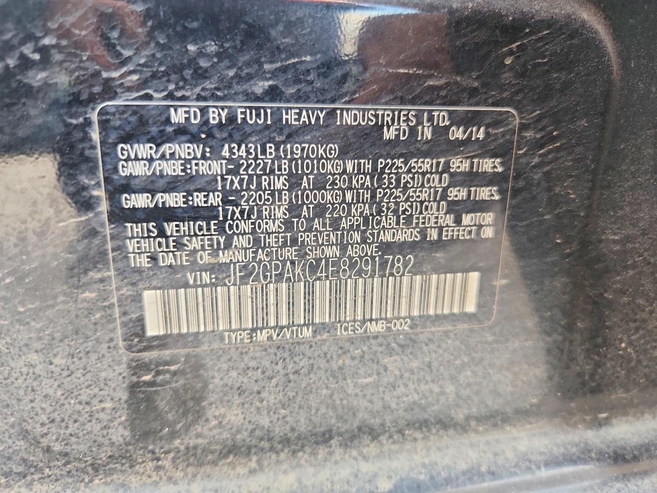 2014 Subaru Xv Crosstrek 2.0 Limited Черный vin: JF2GPAKC4E8291782
