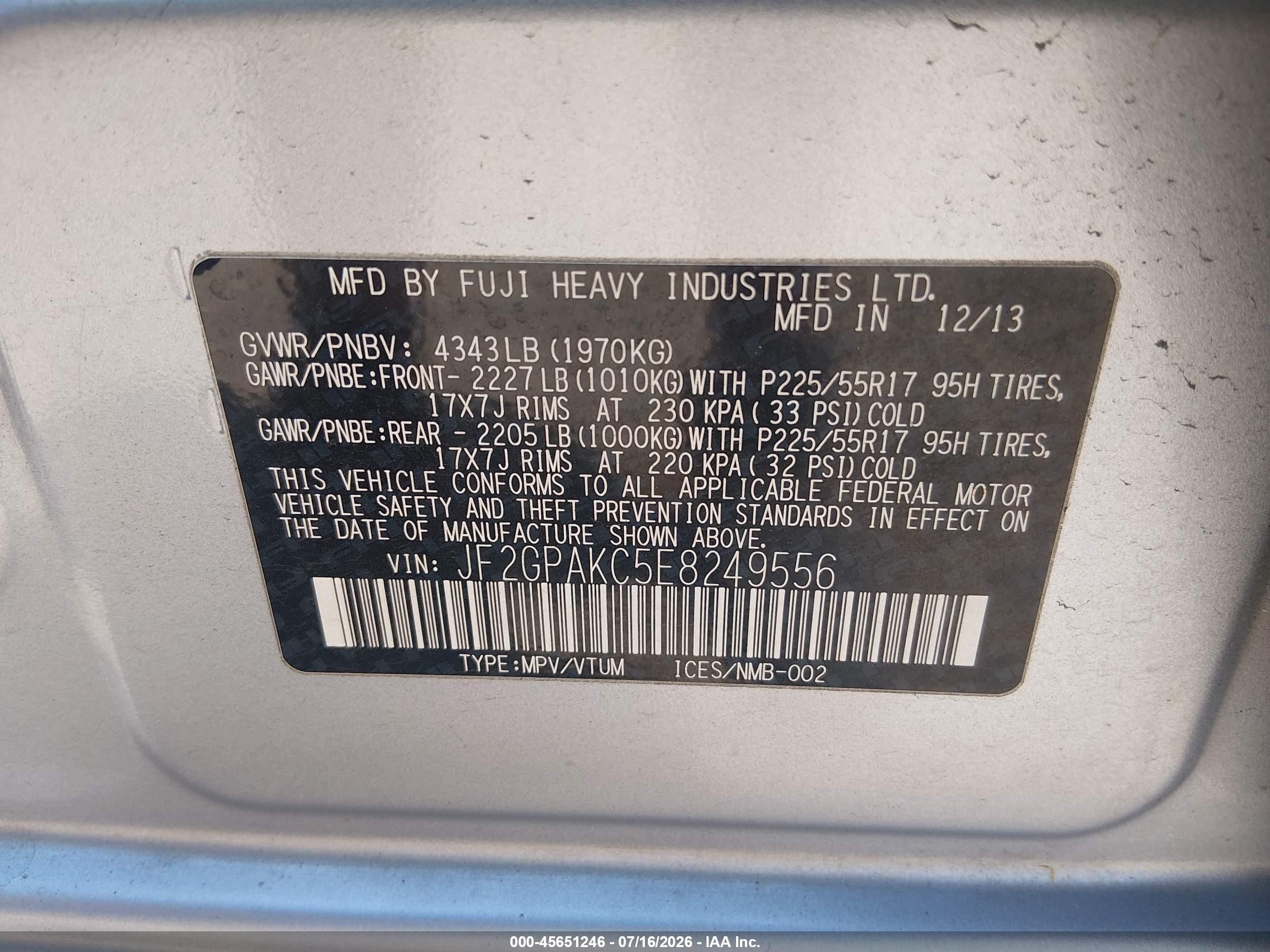 2014 Subaru Xv Crosstrek 2.0i Limited Silver vin: JF2GPAKC5E8249556
