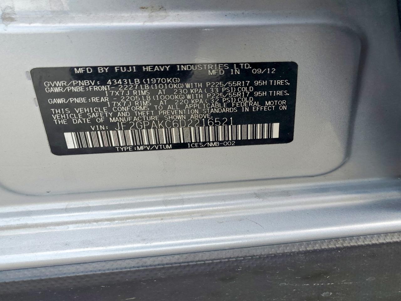 2013 Subaru Xv Crosstrek 2.0 Limited Silver vin: JF2GPAKC6D2216521
