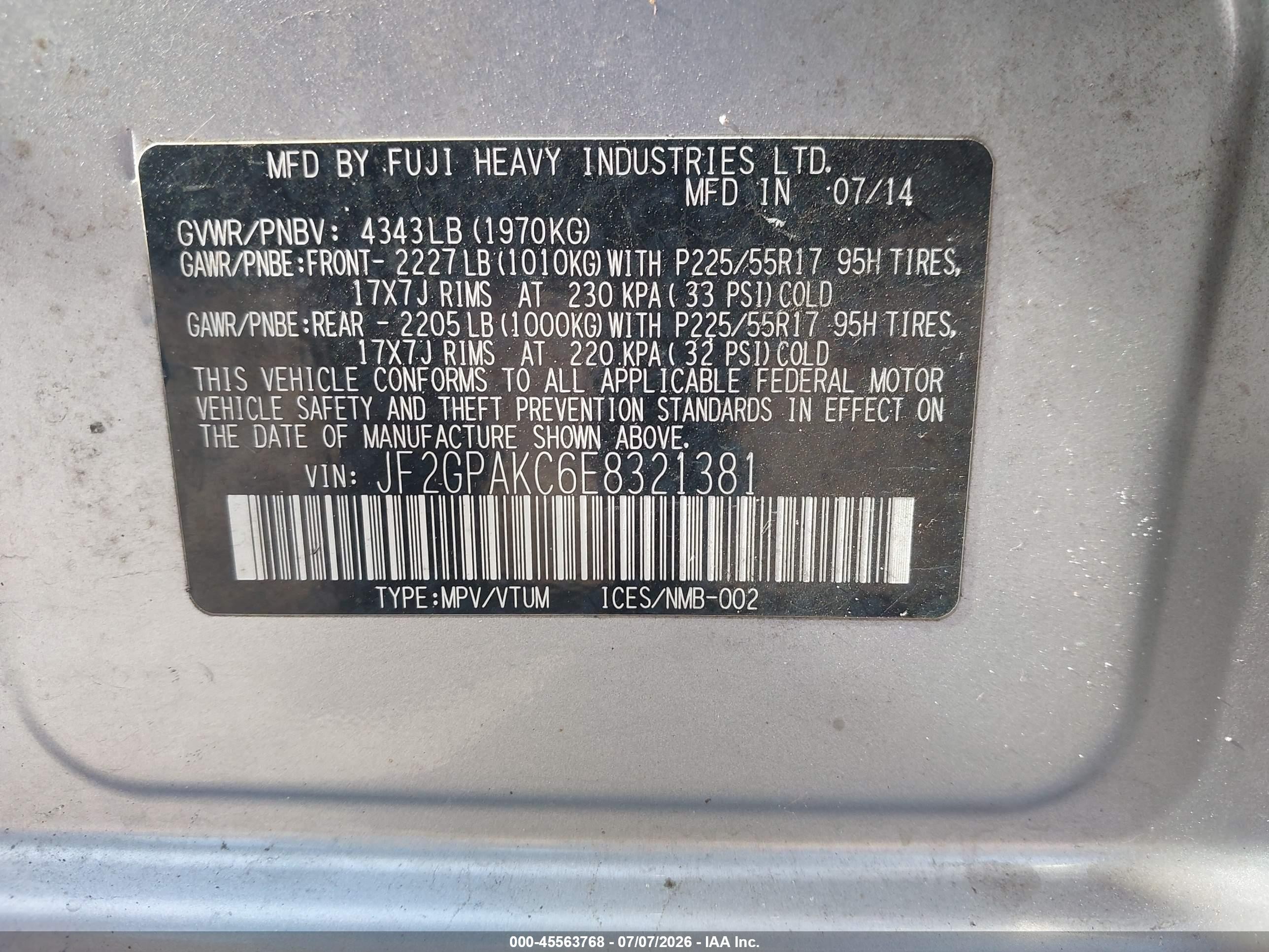 2014 Subaru Xv Crosstrek 2.0i Limited Silver vin: JF2GPAKC6E8321381