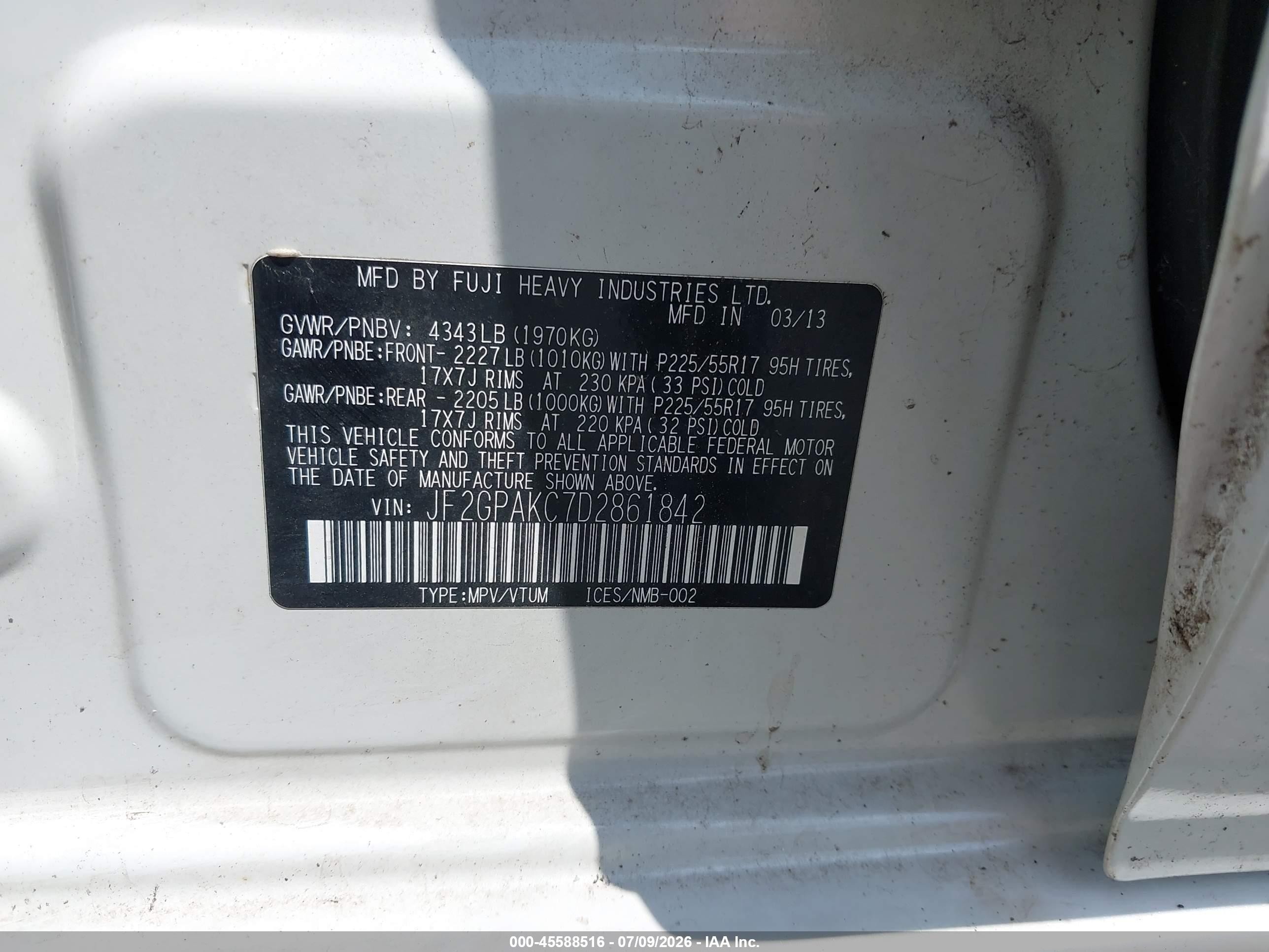 2013 Subaru Xv Crosstrek 2.0i Limited Белый vin: JF2GPAKC7D2861842