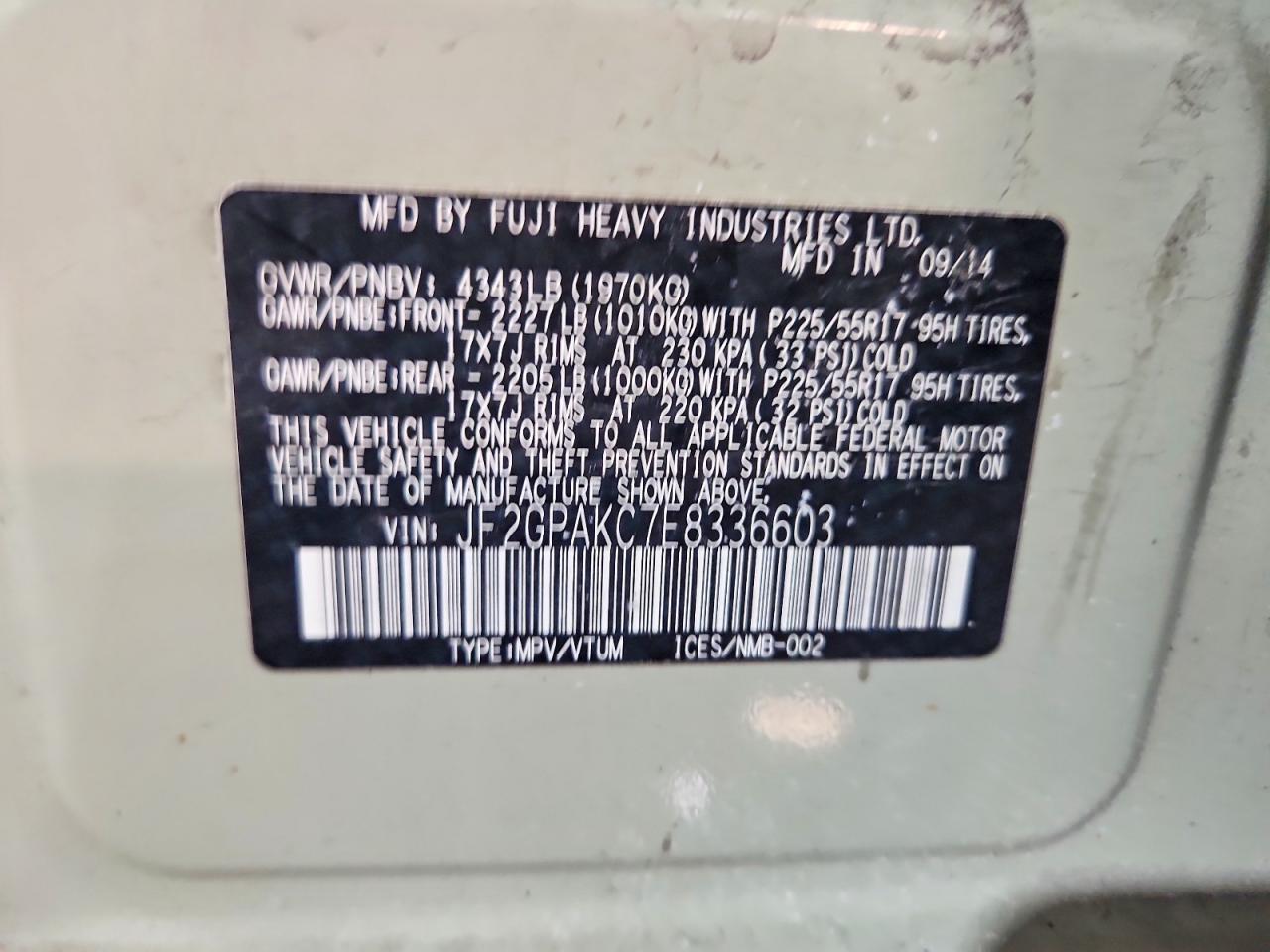 2014 Subaru Xv Crosstrek 2.0 Limited Cream vin: JF2GPAKC7E8336603