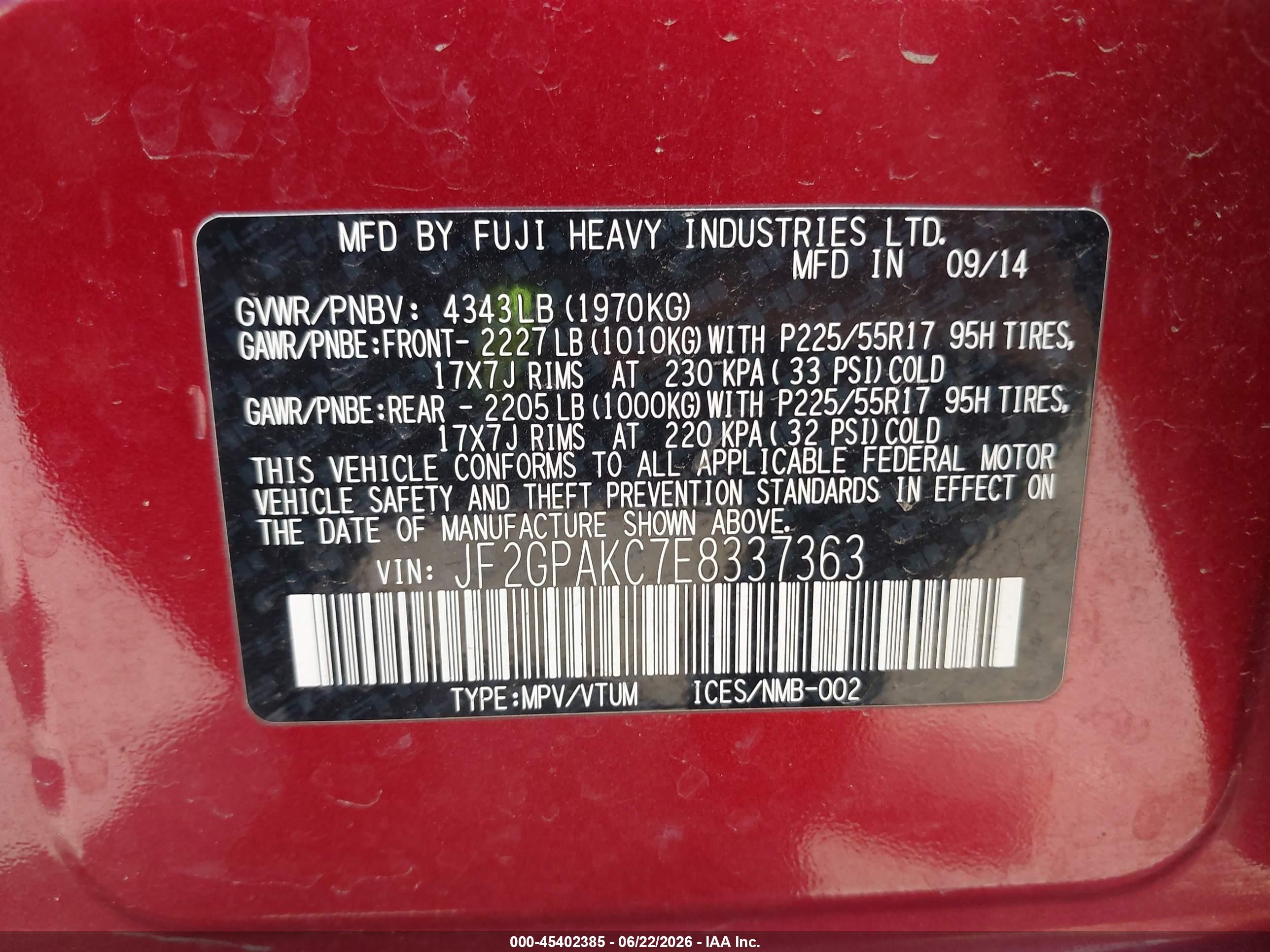 2014 Subaru Xv Crosstrek 2.0i Limited Красный vin: JF2GPAKC7E8337363