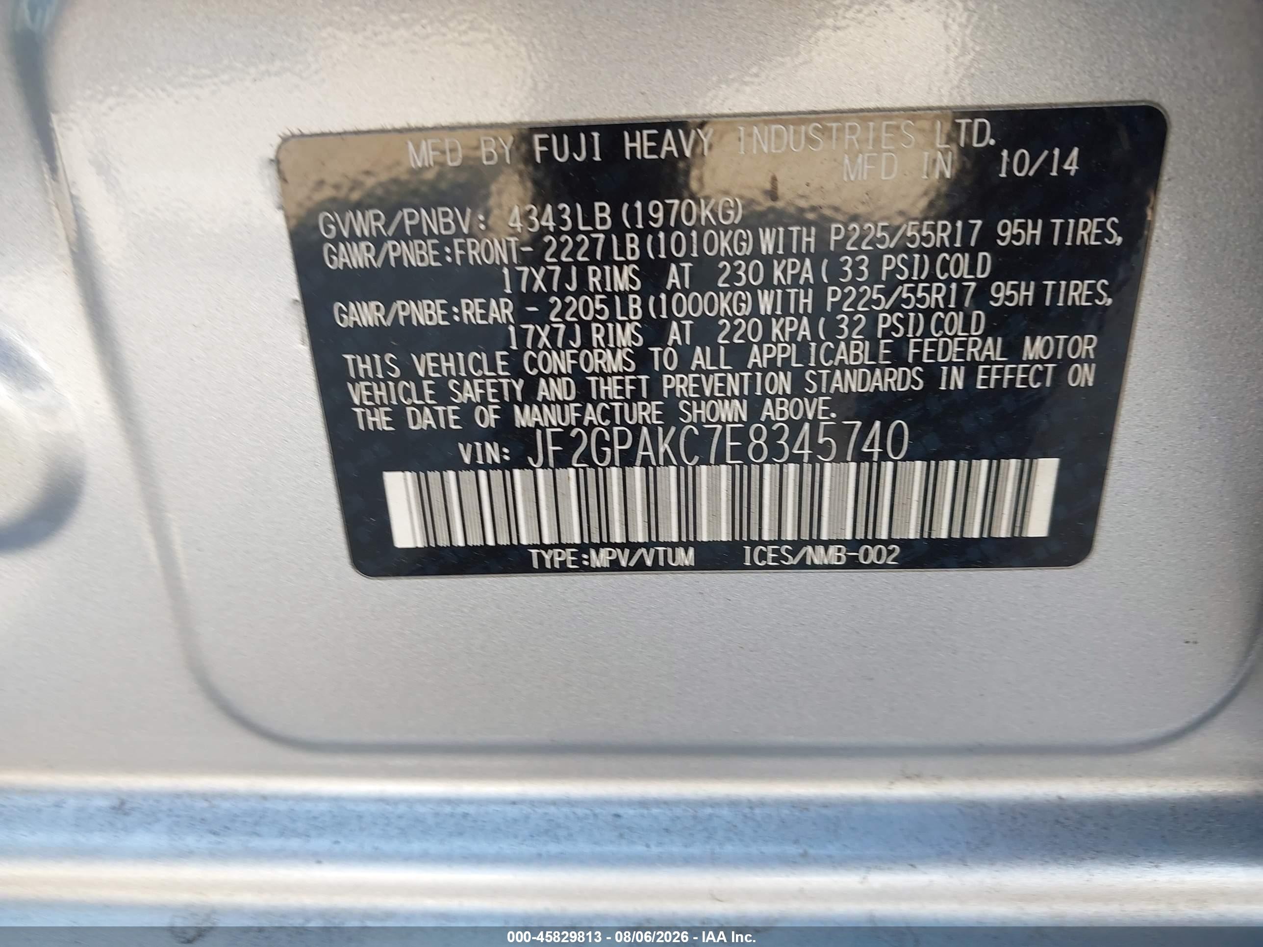 2014 Subaru Xv Crosstrek 2.0i Limited Silver vin: JF2GPAKC7E8345740