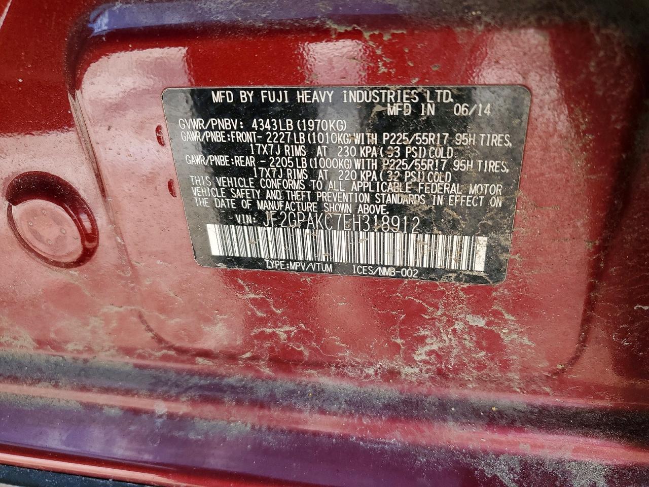 2014 Subaru Crosstrek Limited Red vin: JF2GPAKC7EH318912