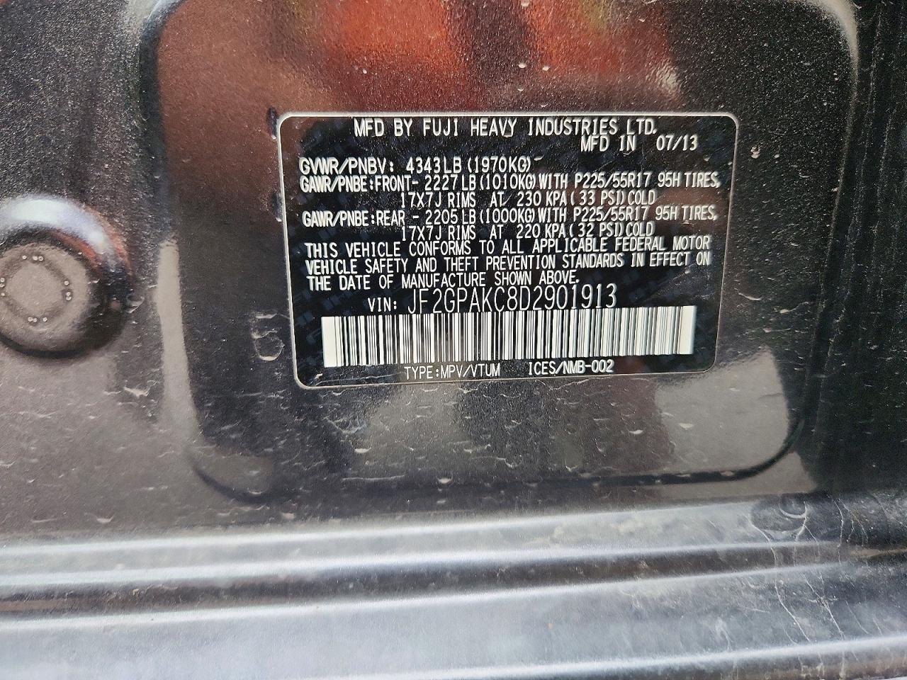 2013 Subaru Xv Crosstrek 2.0 Limited Black vin: JF2GPAKC8D2901913