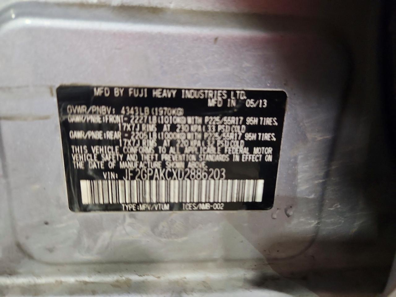 2013 Subaru Xv Crosstrek 2.0 Limited Серебряный vin: JF2GPAKCXD2886203
