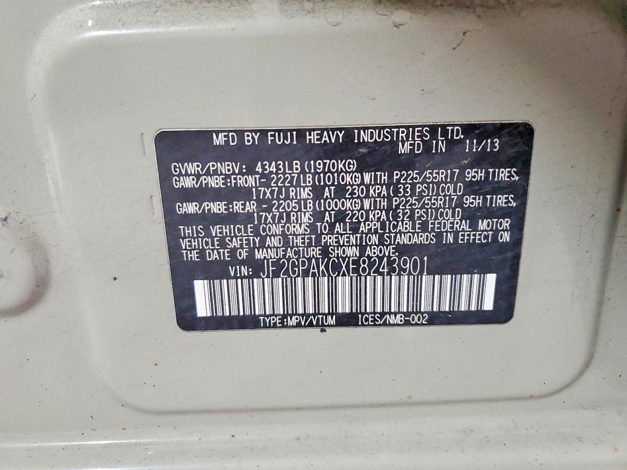 2014 Subaru Xv Crosstrek 2.0 Limited Beige vin: JF2GPAKCXE8243901
