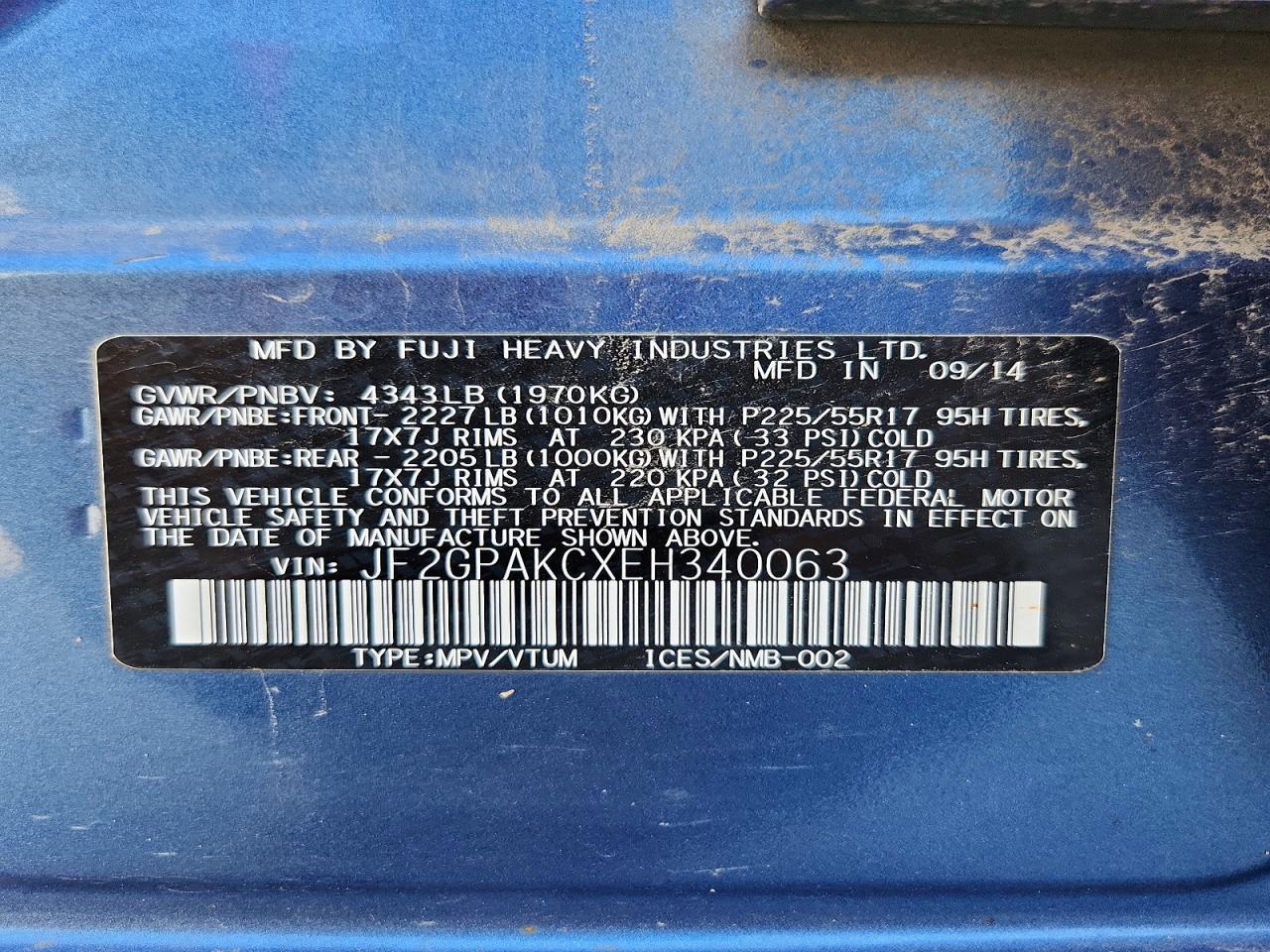 2014 Subaru Xv Crosstrek 2.0 Limited Синий vin: JF2GPAKCXEH340063