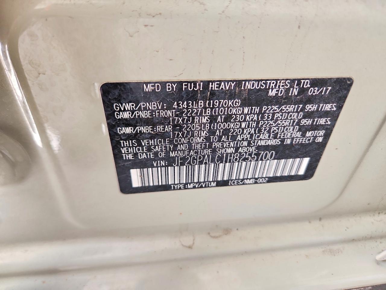 2017 Subaru Crosstrek Limited Cream vin: JF2GPALC1H8255700