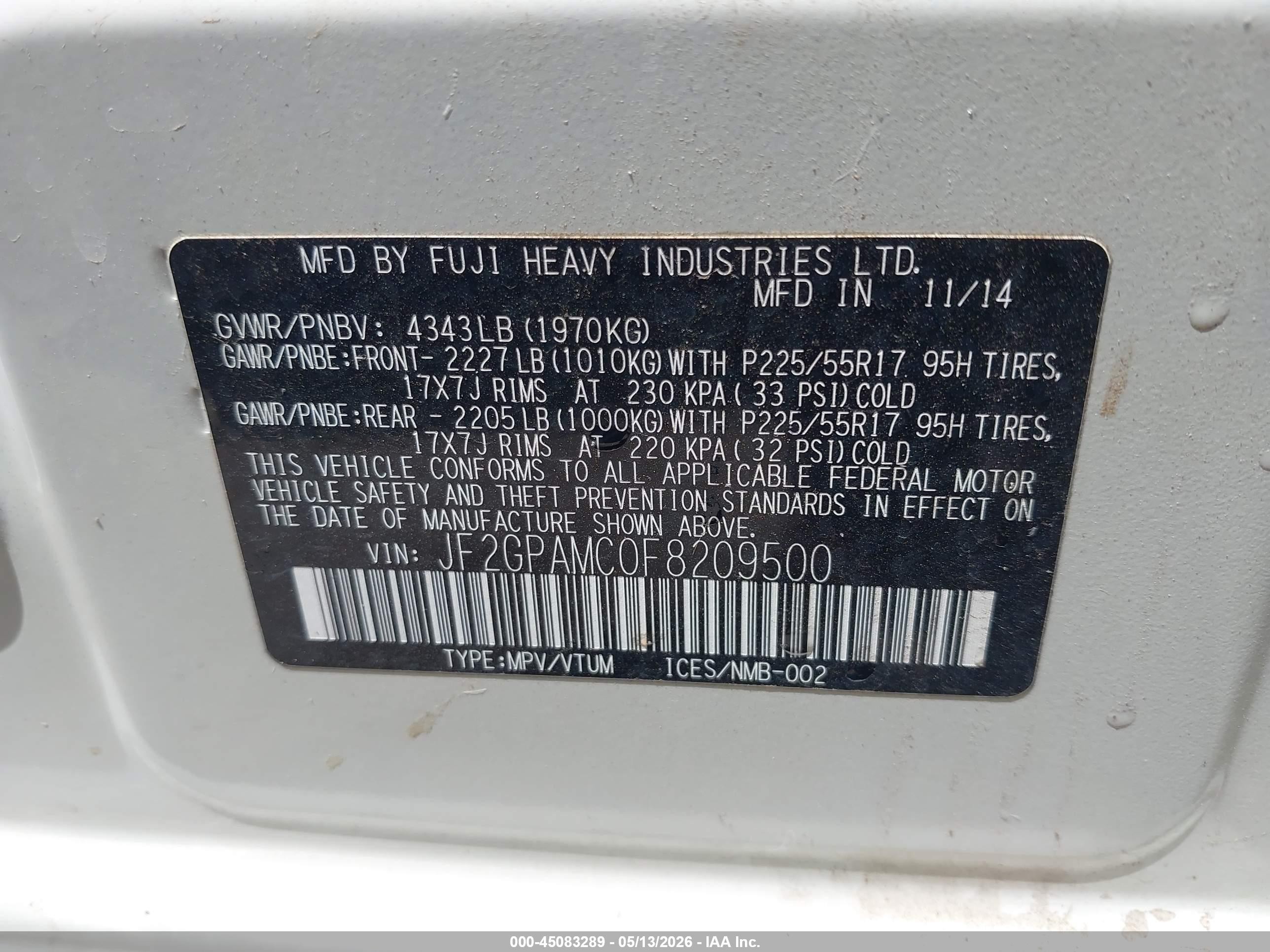 2015 Subaru Xv Crosstrek 2.0i Limited White vin: JF2GPAMC0F8209500