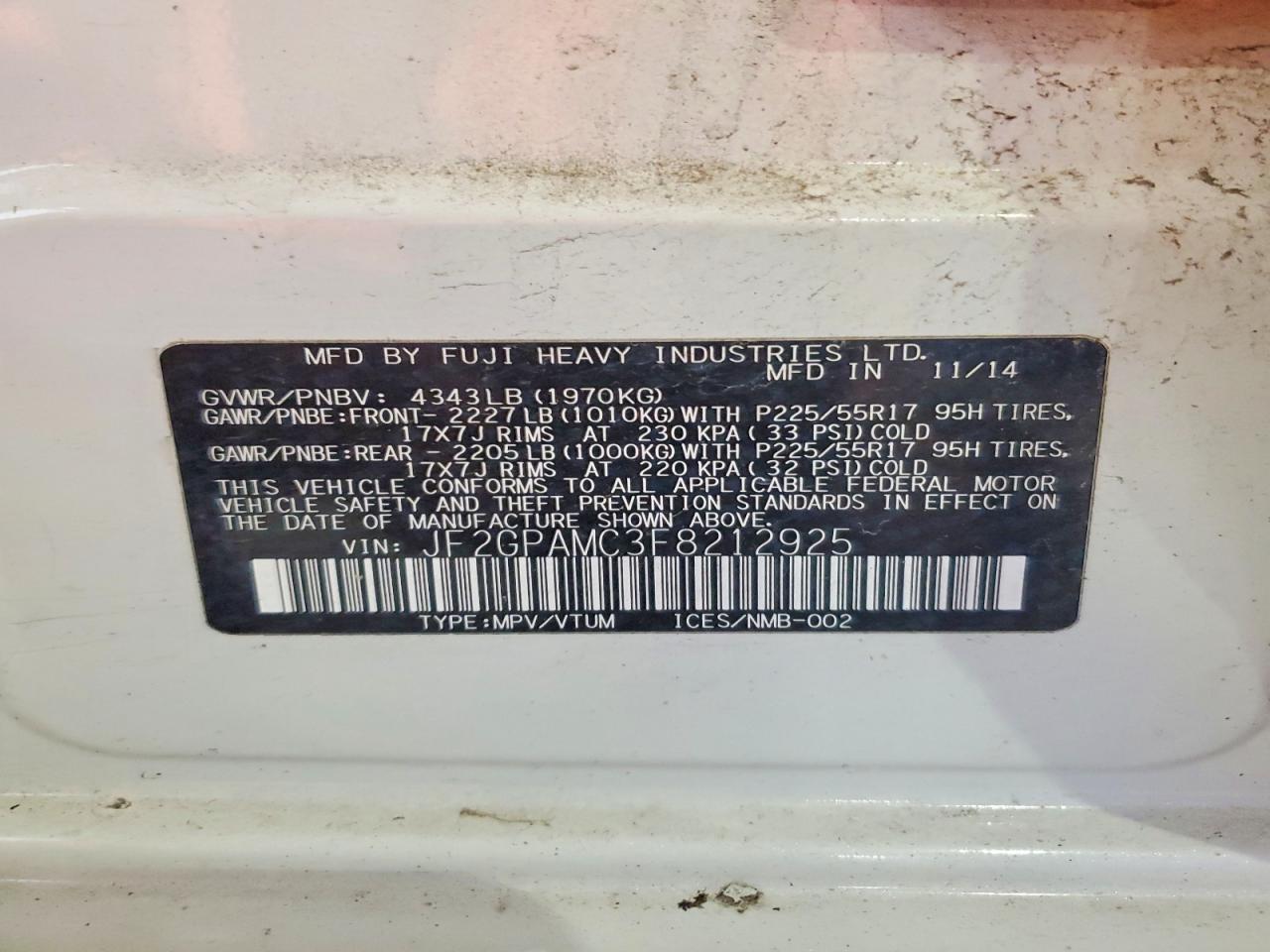 2015 Subaru Xv Crosstrek 2.0 Limited White vin: JF2GPAMC3F8212925