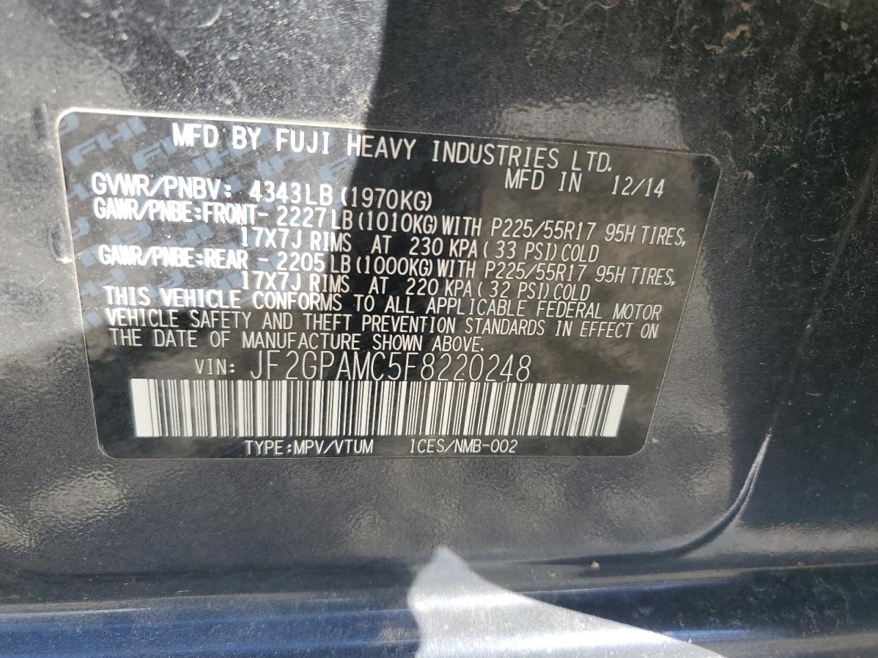 2015 Subaru Xv Crosstrek 2.0 Limited Серый vin: JF2GPAMC5F8220248