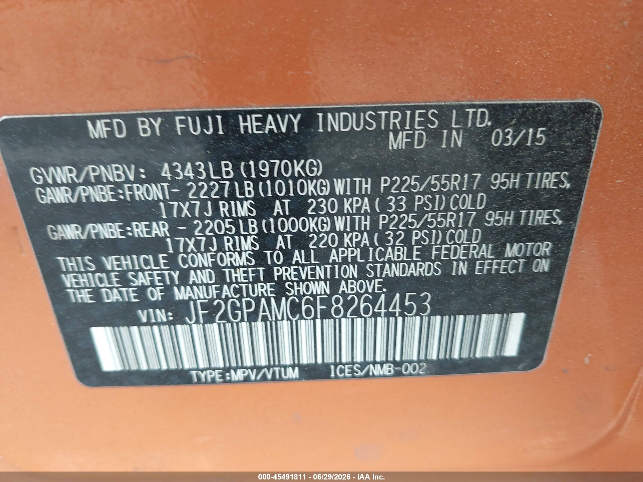 2015 Subaru Xv Crosstrek 2.0i Limited Orange vin: JF2GPAMC6F8264453