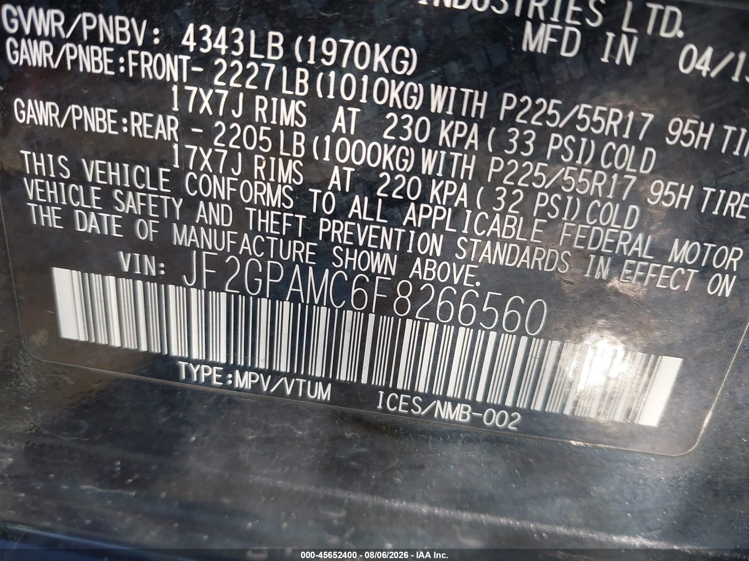 2015 Subaru Xv Crosstrek 2.0i Limited Черный vin: JF2GPAMC6F8266560