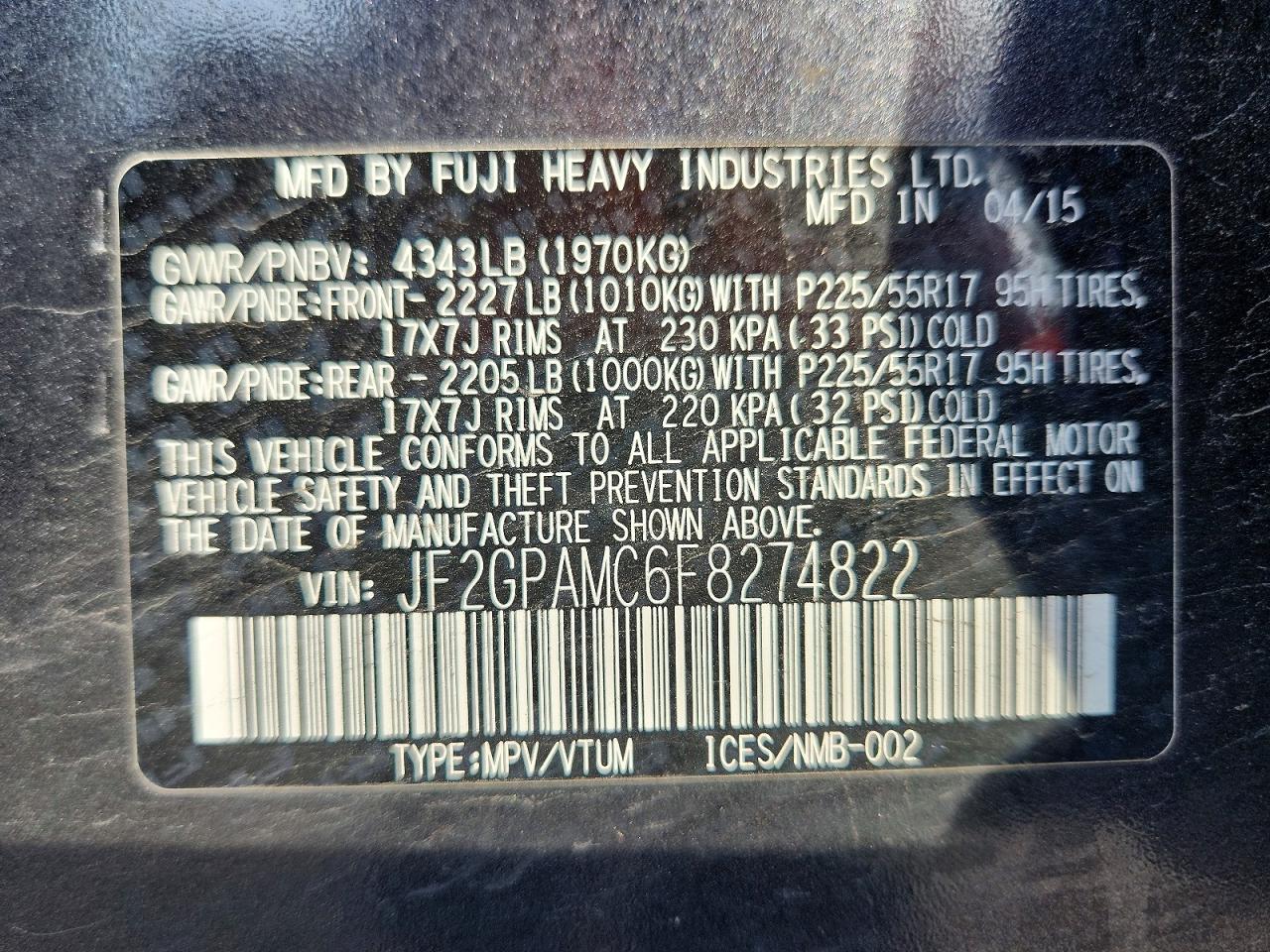 2015 Subaru Xv Crosstrek 2.0 Limited Gray vin: JF2GPAMC6F8274822
