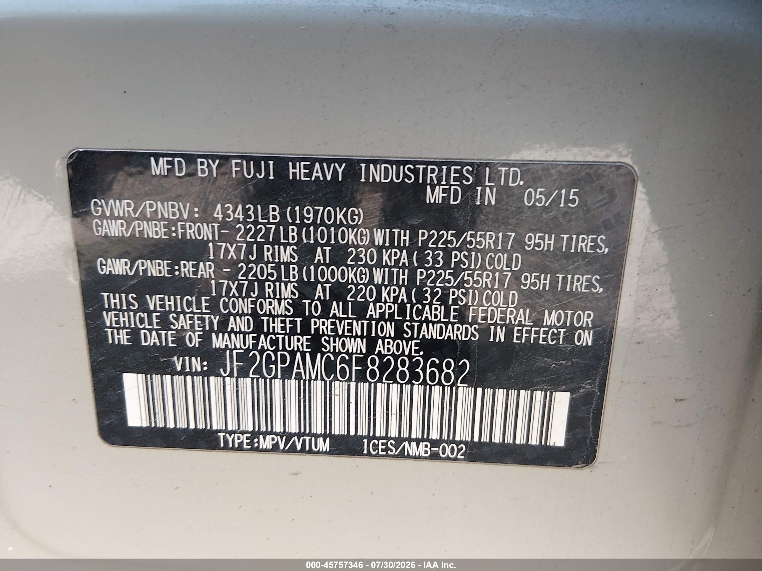 2015 Subaru Xv Crosstrek 2.0i Limited Green vin: JF2GPAMC6F8283682