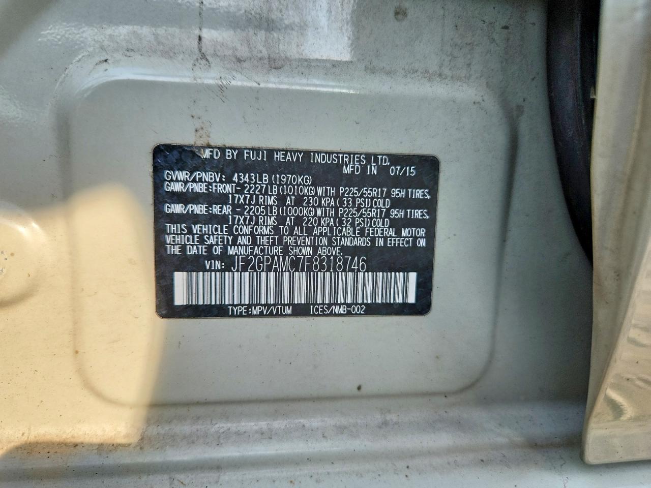 2015 Subaru Xv Crosstrek 2.0 Limited Cream vin: JF2GPAMC7F8318746