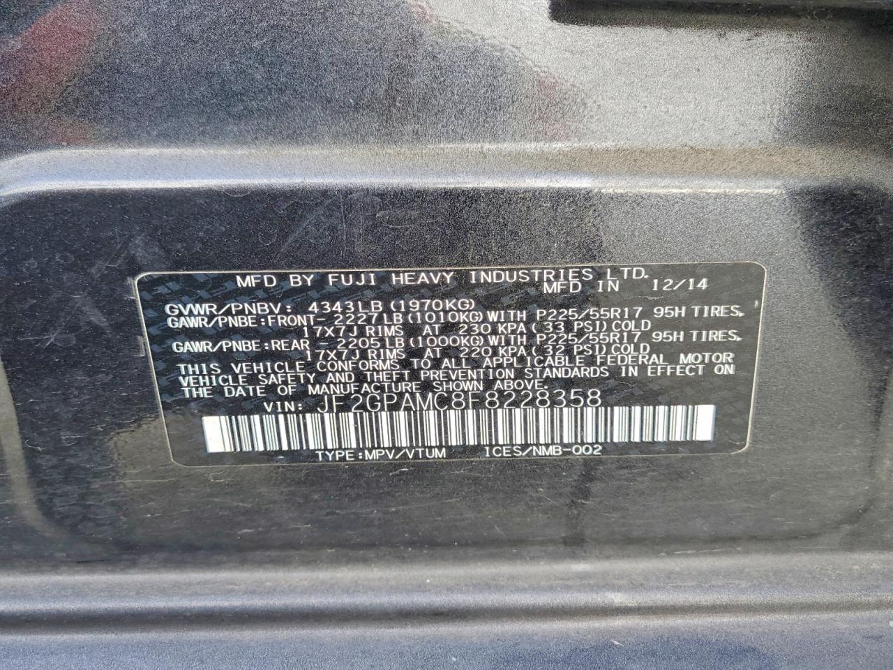 2015 Subaru Xv Crosstrek 2.0 Limited Gray vin: JF2GPAMC8F8228358