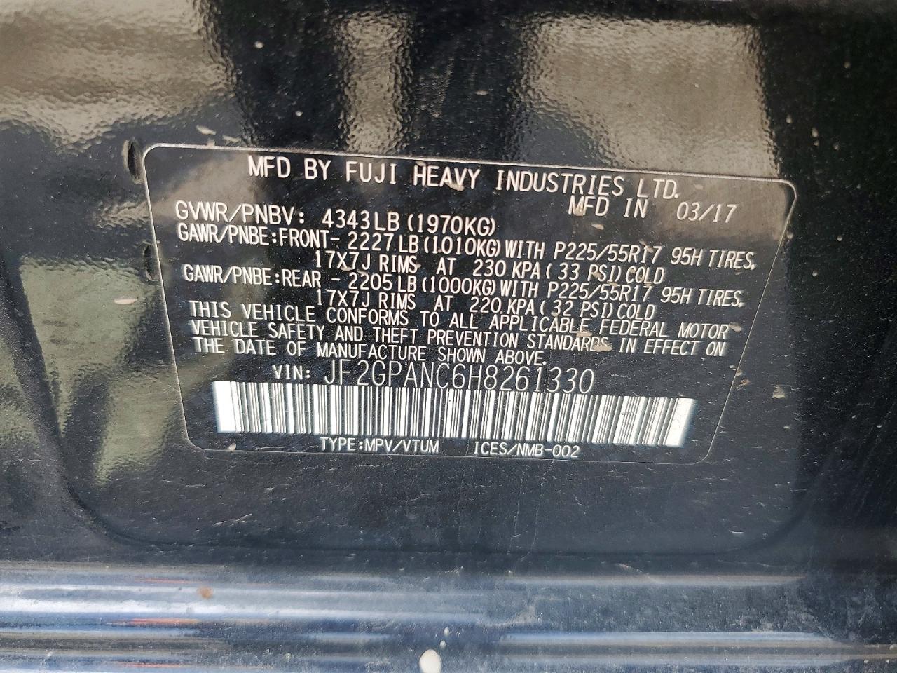 2017 Subaru Crosstrek Limited Black vin: JF2GPANC6H8261330