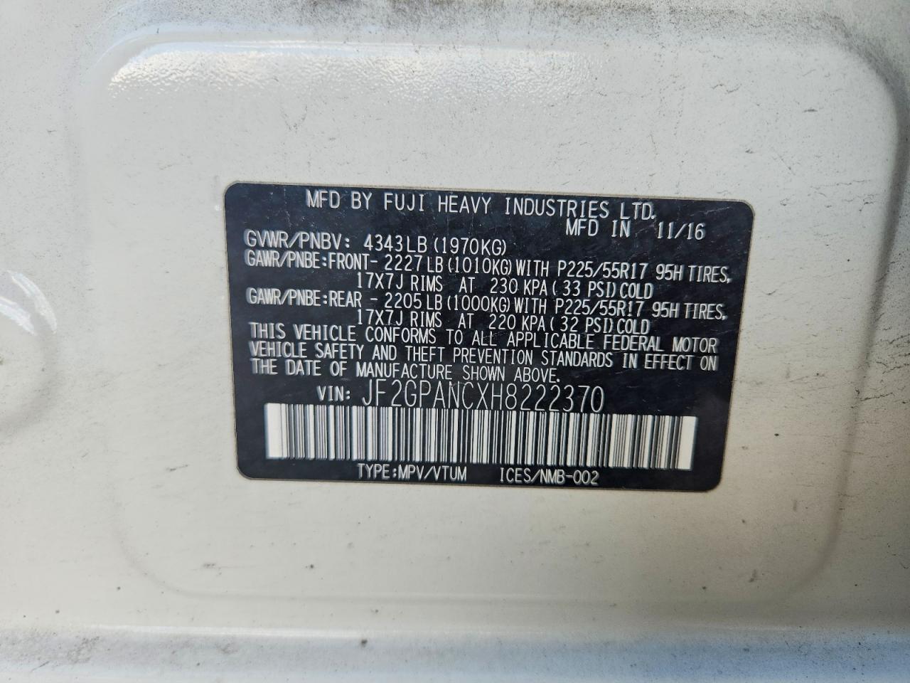 2017 Subaru Crosstrek Limited Белый vin: JF2GPANCXH8222370