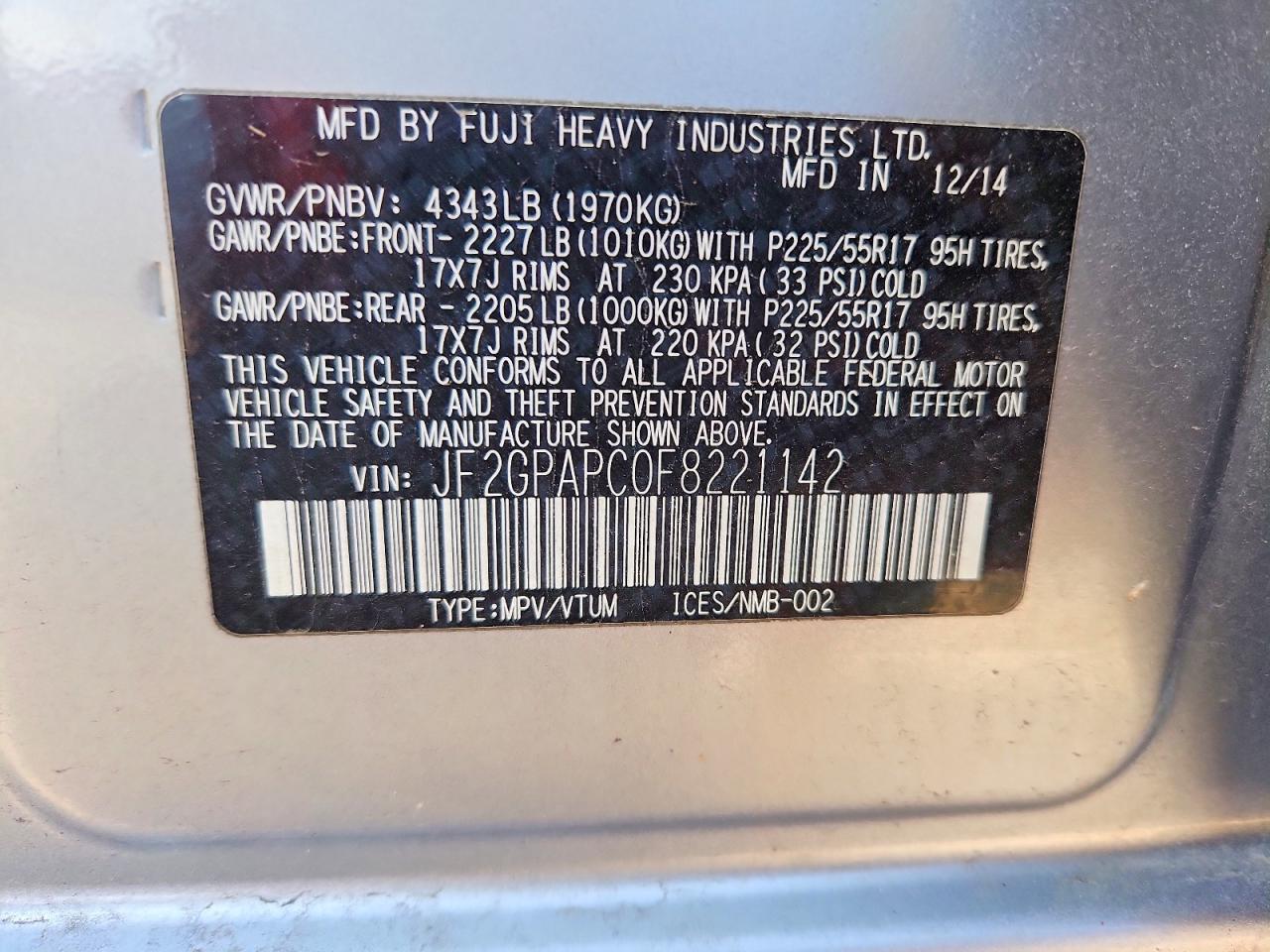 2015 Subaru Xv Crosstrek 2.0 Limited Silver vin: JF2GPAPC0F8221142