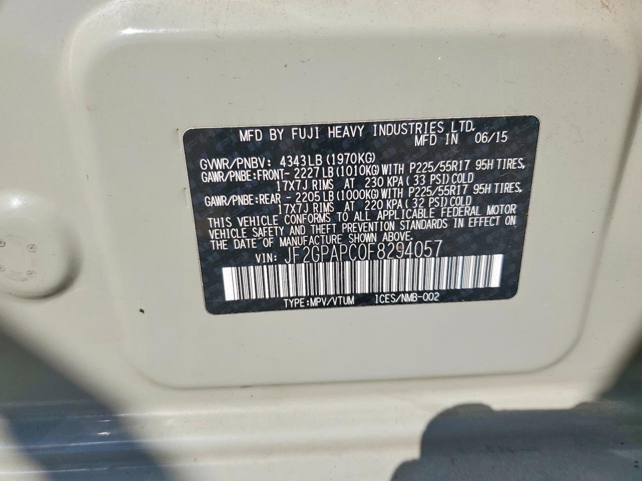 2015 Subaru Xv Crosstrek 2.0 Limited Tan vin: JF2GPAPC0F8294057