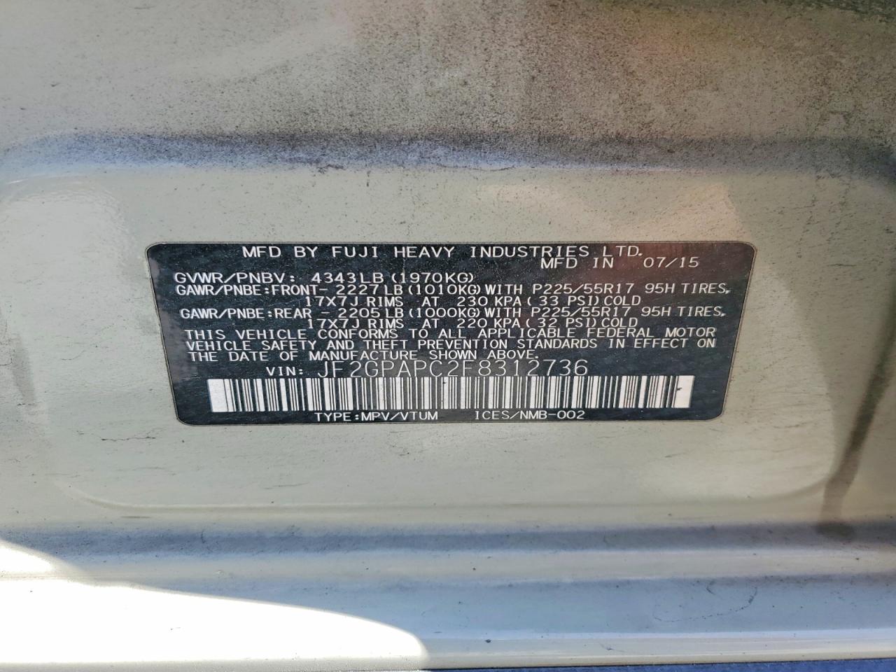 2015 Subaru Xv Crosstrek 2.0 Limited Зеленый vin: JF2GPAPC2F8312736