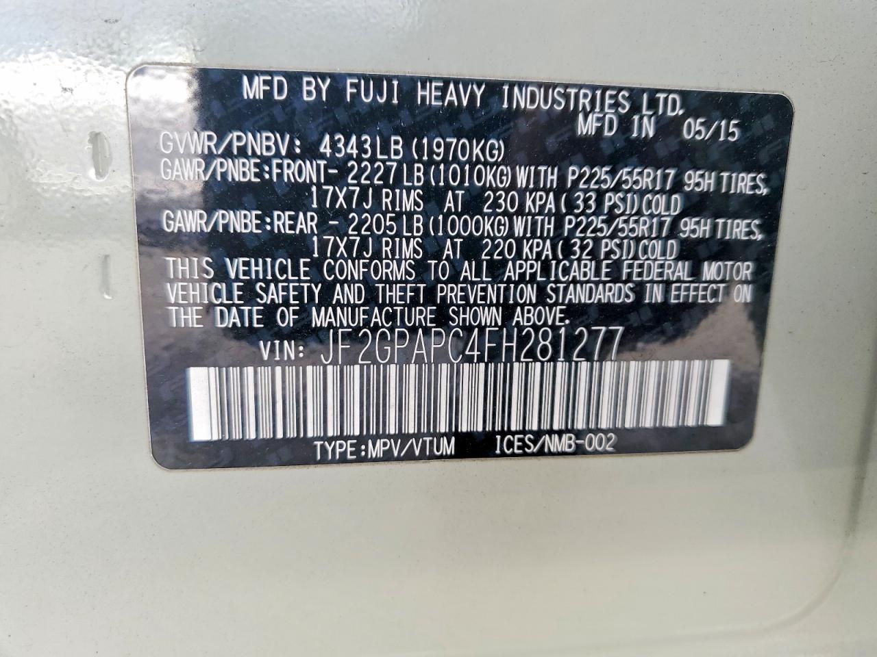 2015 Subaru Xv Crosstrek 2.0 Limited Gray vin: JF2GPAPC4FH281277
