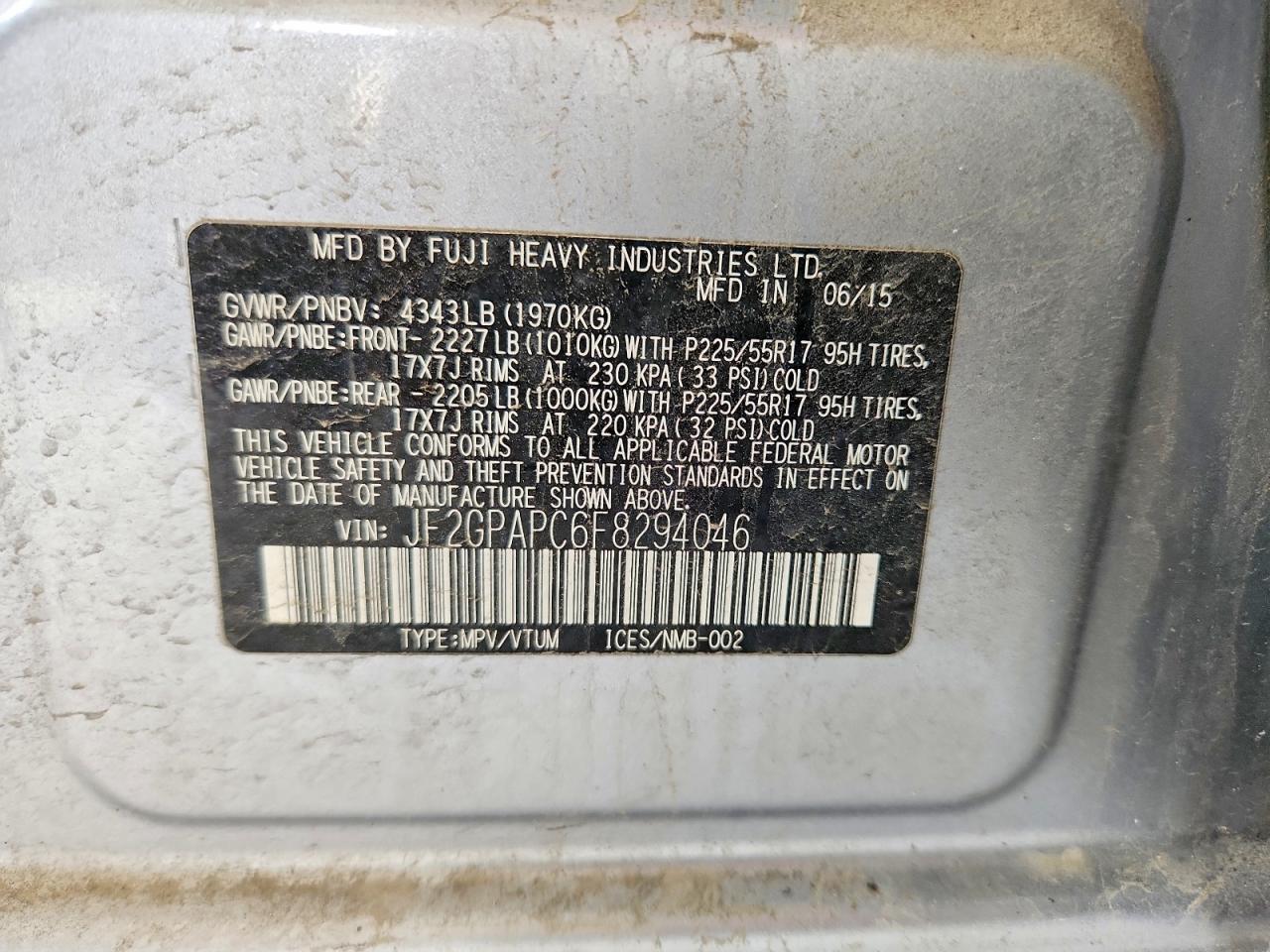 2015 Subaru Xv Crosstrek 2.0 Limited Silver vin: JF2GPAPC6F8294046