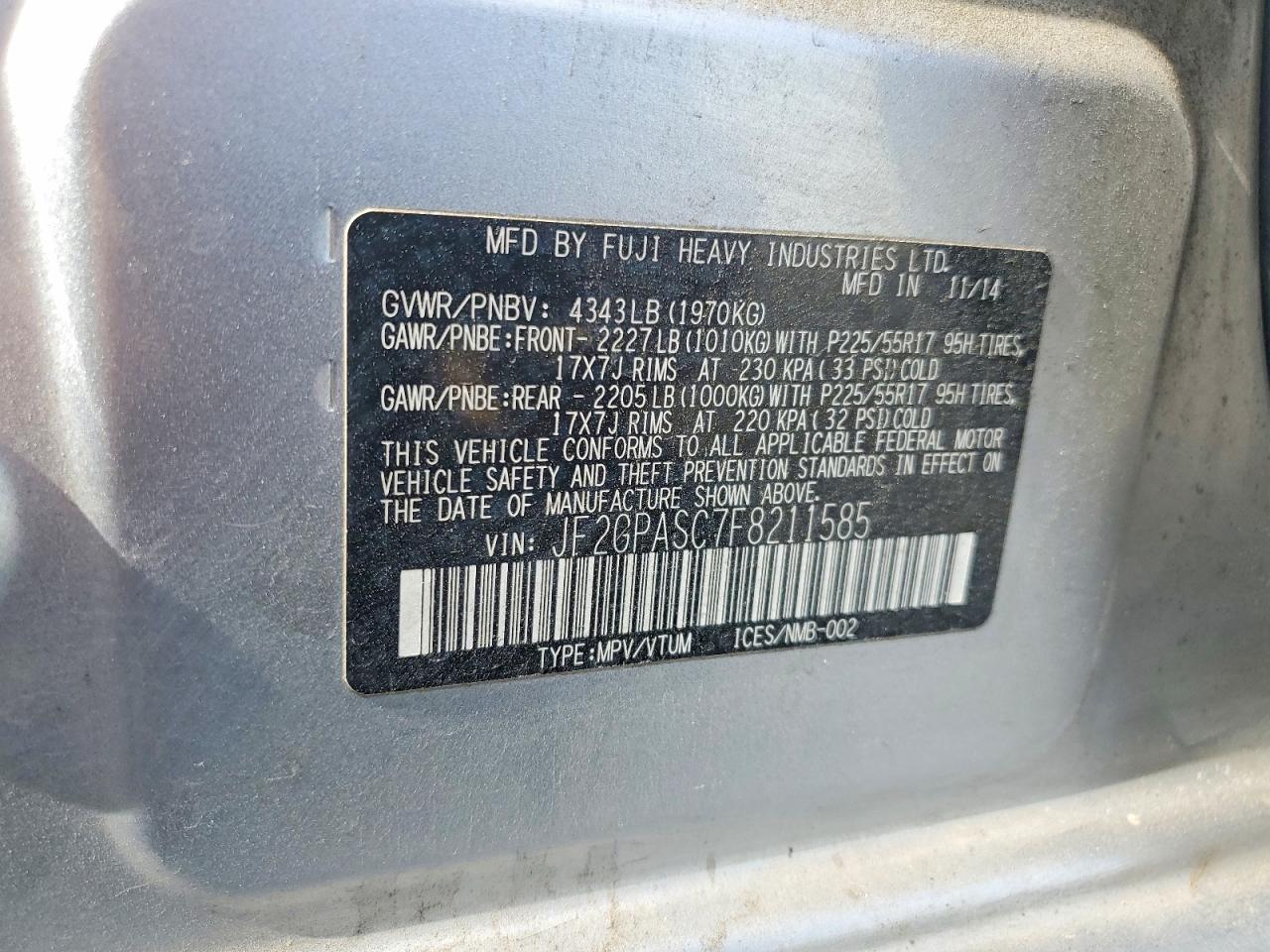2015 Subaru Xv Crosstrek Sport Limited Silver vin: JF2GPASC7F8211585