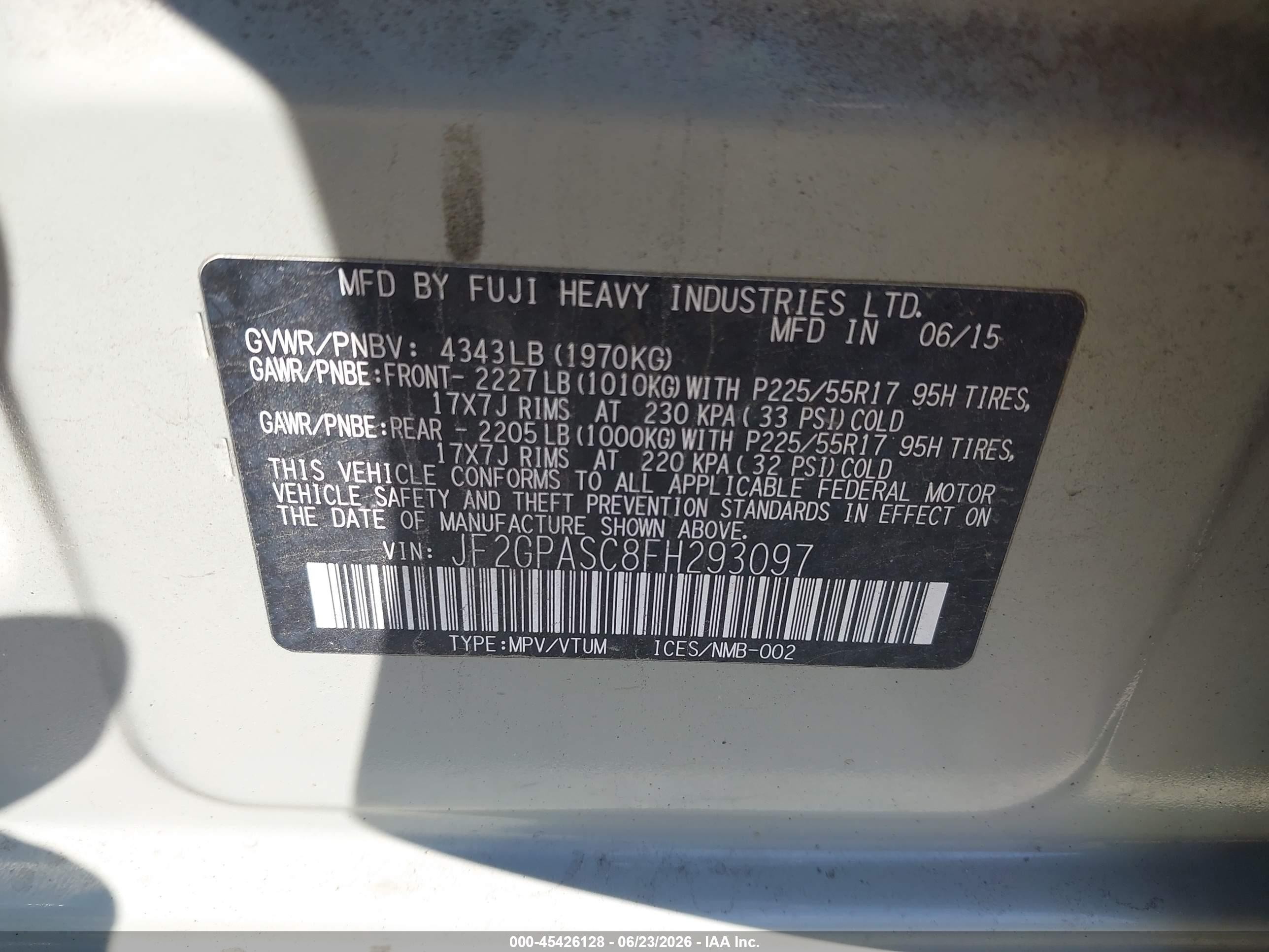 2015 Subaru Xv Crosstrek 2.0i Limited Cream vin: JF2GPASC8FH293097