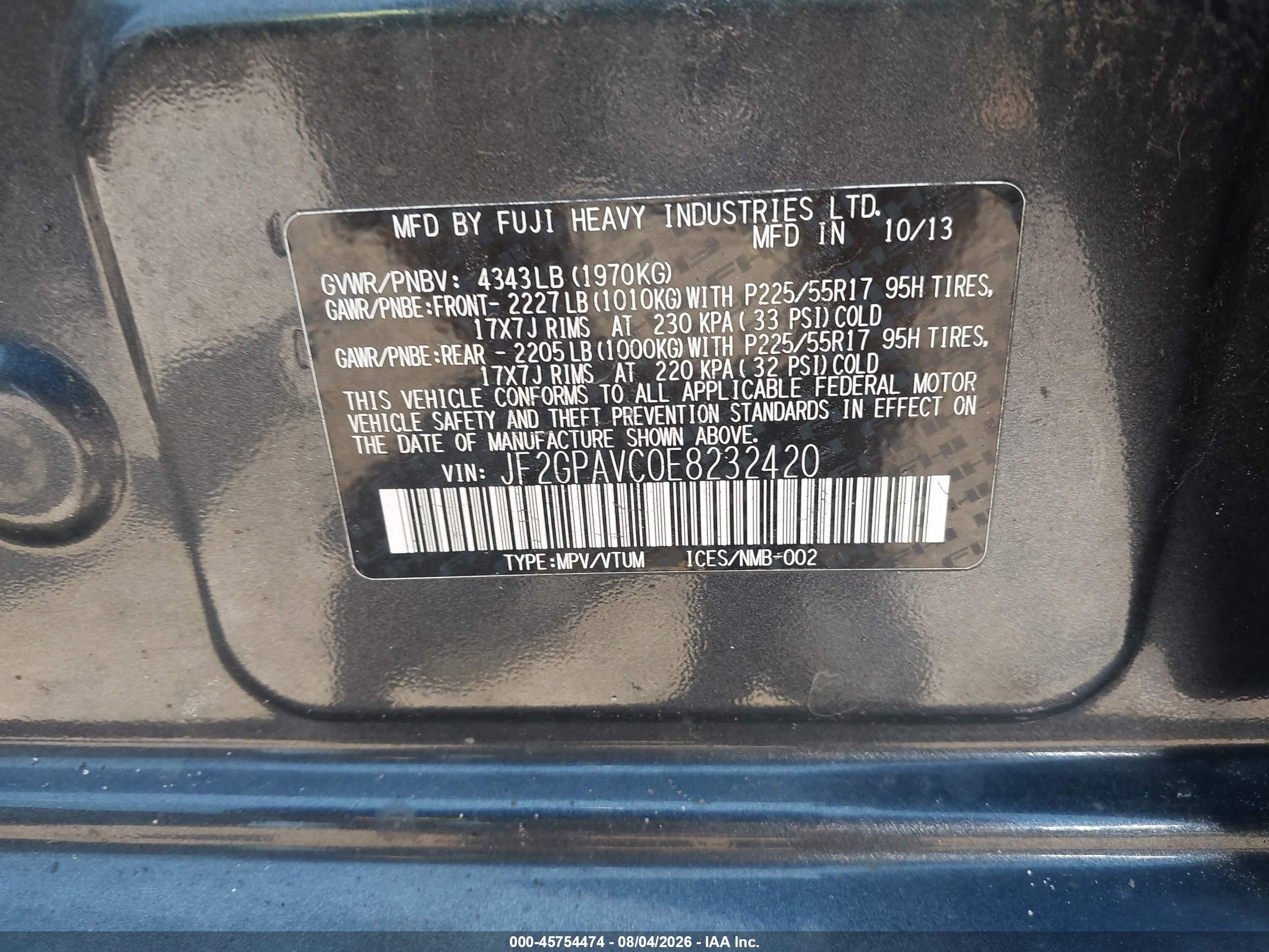 2014 Subaru Xv Crosstrek 2.0i Premium Gray vin: JF2GPAVC0E8232420