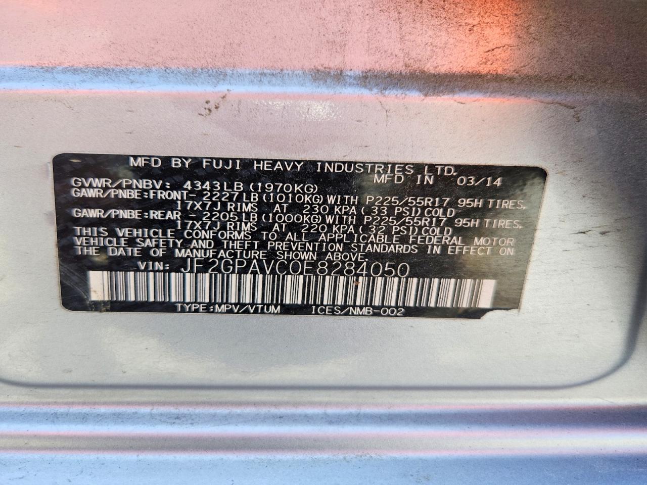 2014 Subaru Xv Crosstrek 2.0 Premium Silver vin: JF2GPAVC0E8284050