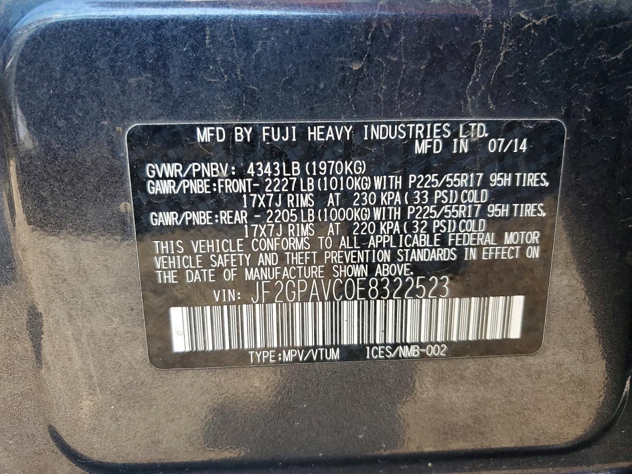 2014 Subaru Xv Crosstrek 2.0 Premium Gray vin: JF2GPAVC0E8322523