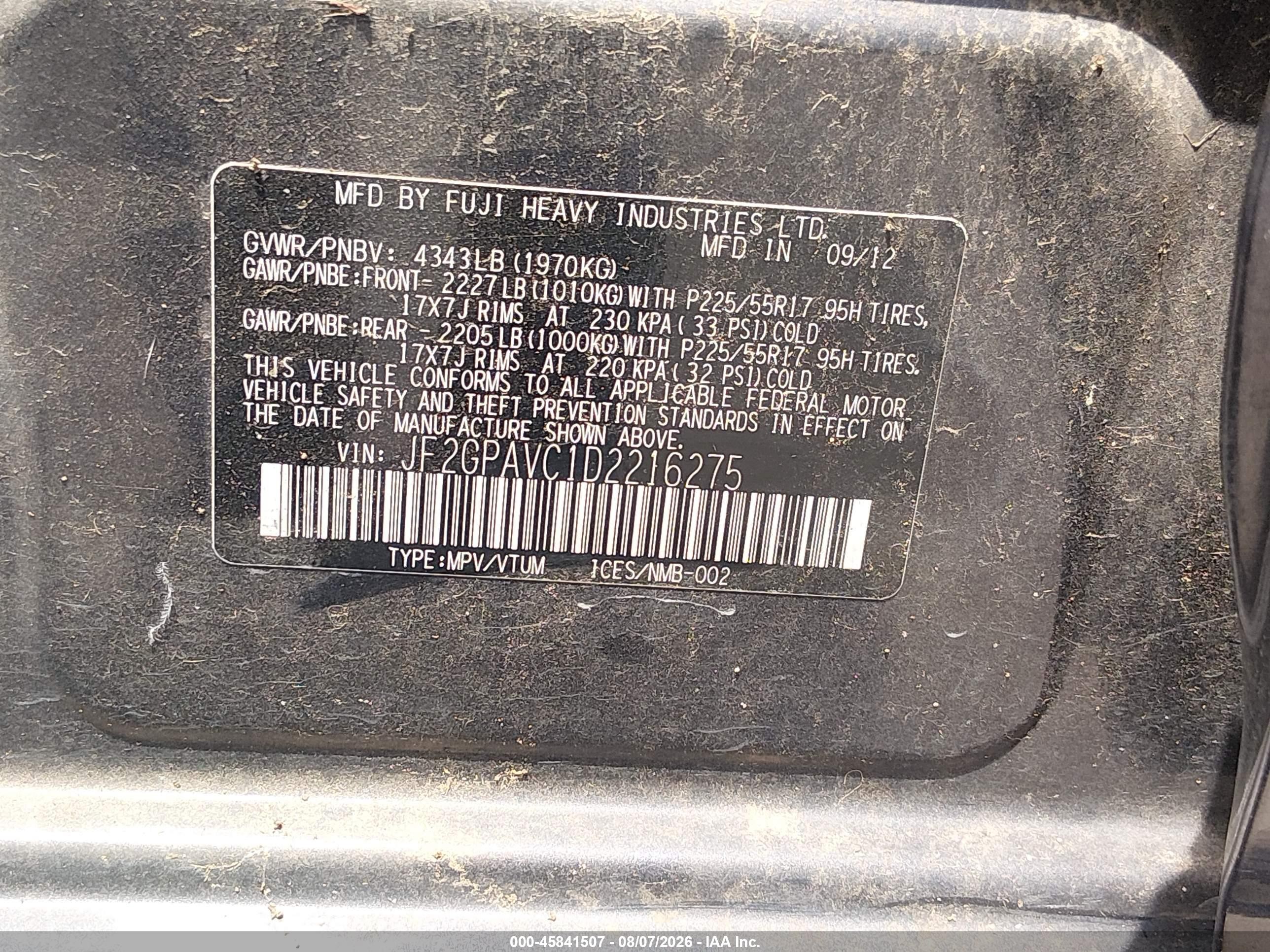2013 Subaru Xv Crosstrek 2.0i Premium Gray vin: JF2GPAVC1D2216275