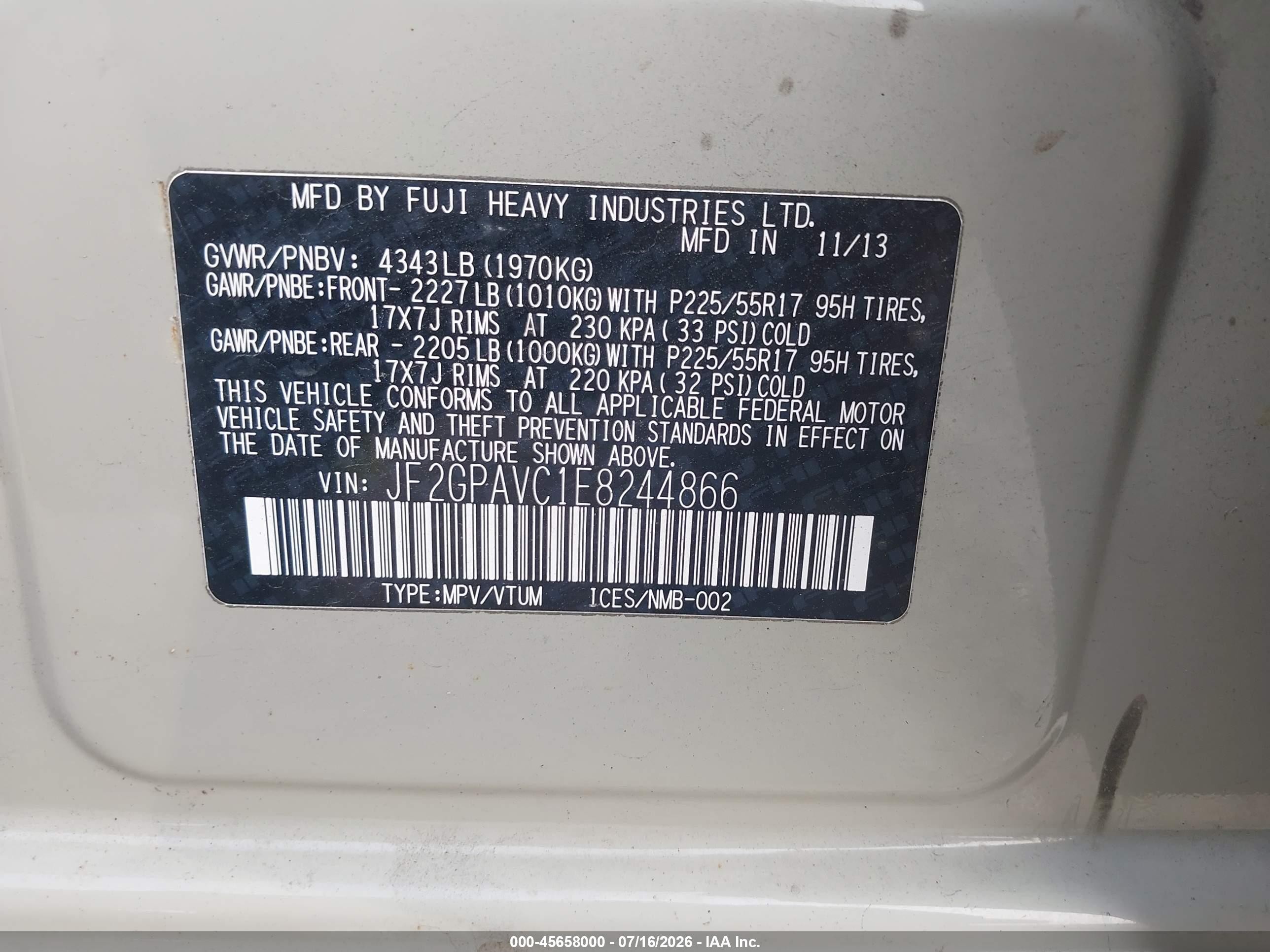 2014 Subaru Xv Crosstrek 2.0i Premium Beige vin: JF2GPAVC1E8244866