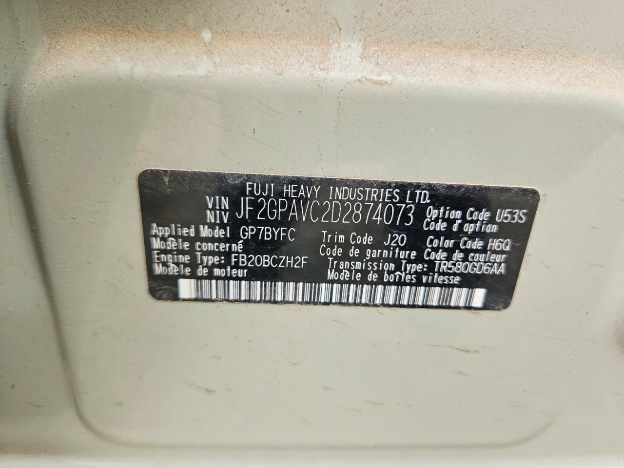 2013 Subaru Xv Crosstrek 2.0 Premium Бежевый vin: JF2GPAVC2D2874073