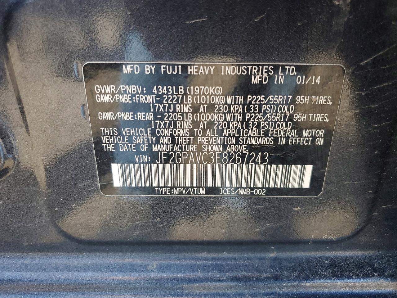 2014 Subaru Xv Crosstrek 2.0 Premium Gray vin: JF2GPAVC3E8267243