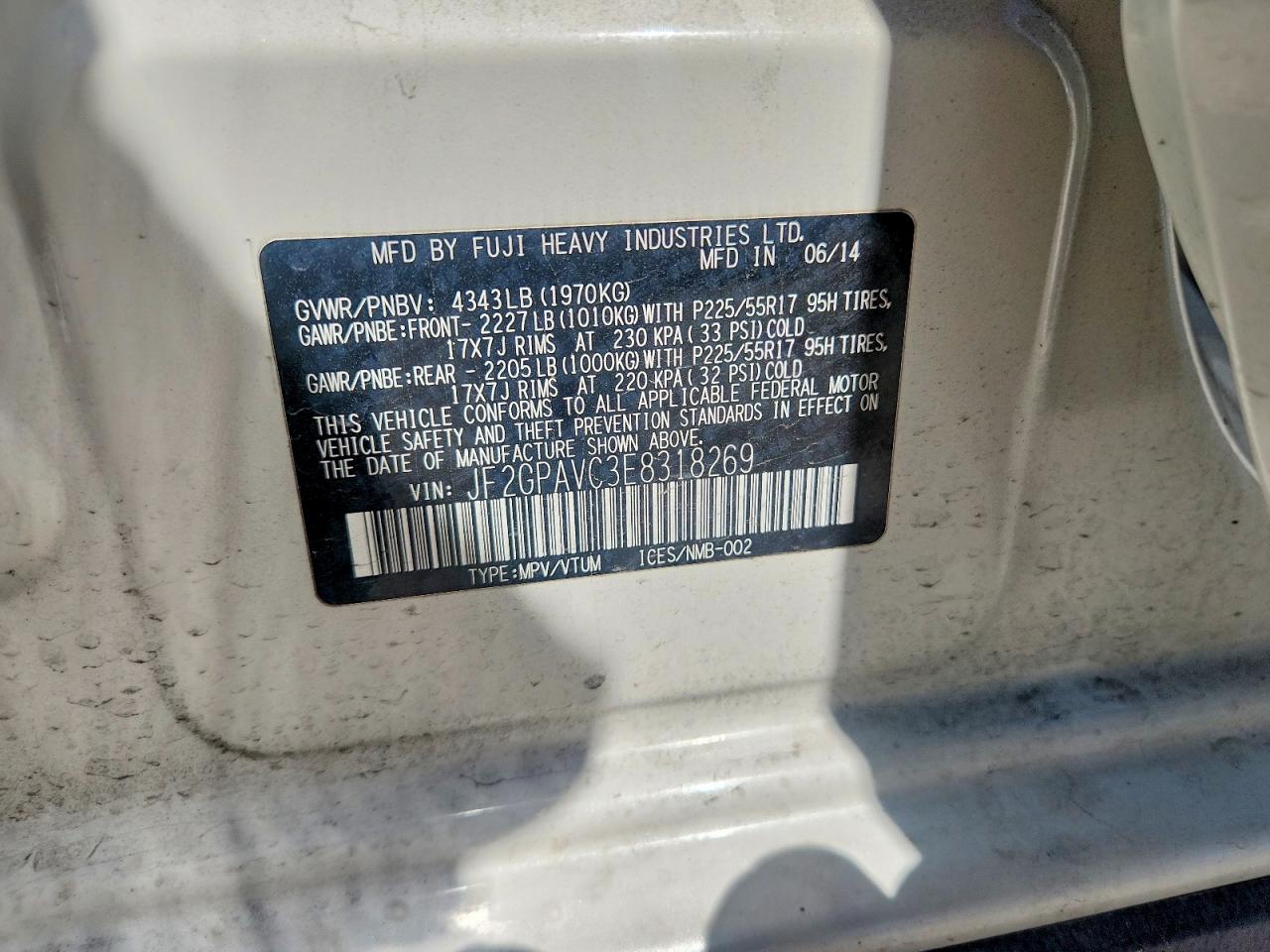 2014 Subaru Xv Crosstrek 2.0 Premium Белый vin: JF2GPAVC3E8318269