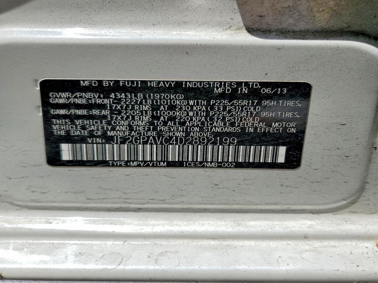 2013 Subaru Xv Crosstrek 2.0 Premium White vin: JF2GPAVC4D2892199