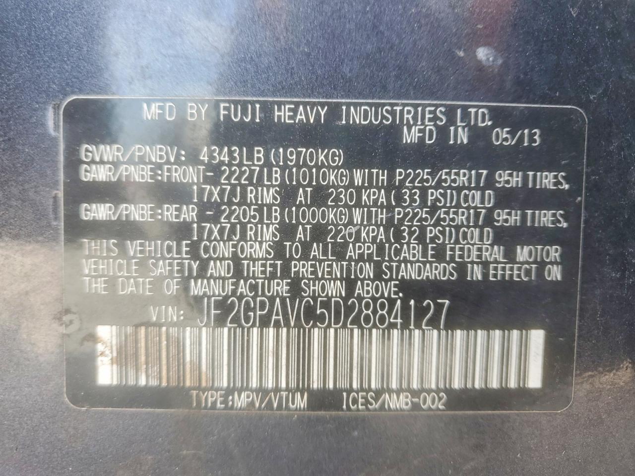 2013 Subaru Xv Crosstrek 2.0 Premium Gray vin: JF2GPAVC5D2884127