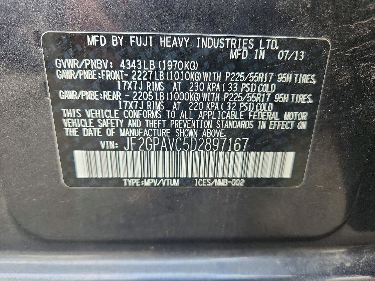 2013 Subaru Xv Crosstrek 2.0 Premium Gray vin: JF2GPAVC5D2897167